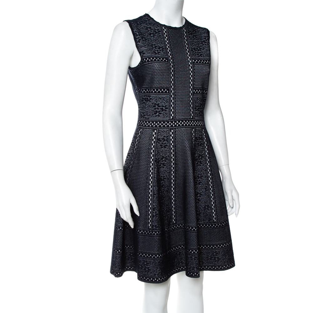 

Alexander McQueen Navy Blue Lace Knit Full Circle Sleeveless Dress