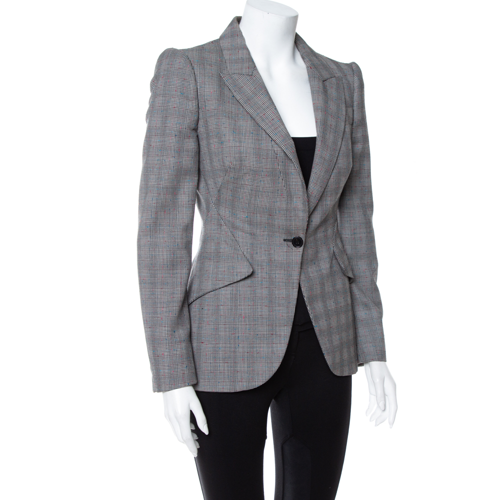 

Alexander McQueen Grey Wool Prince of Wales Check Patterned Blazer