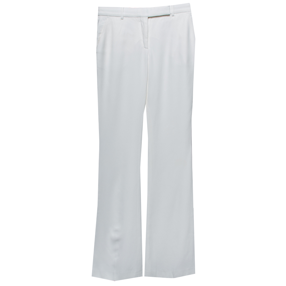Pre-owned Alexander Mcqueen White Crepe Flared Trousers Xs