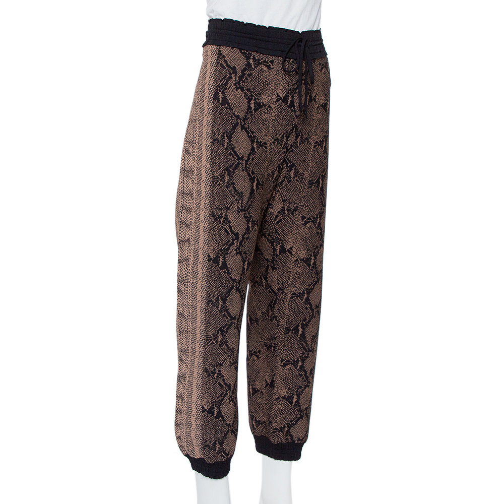 

Alexander McQueen Snake Skin Pattern Jacquard Knit Jogger Pants, Brown