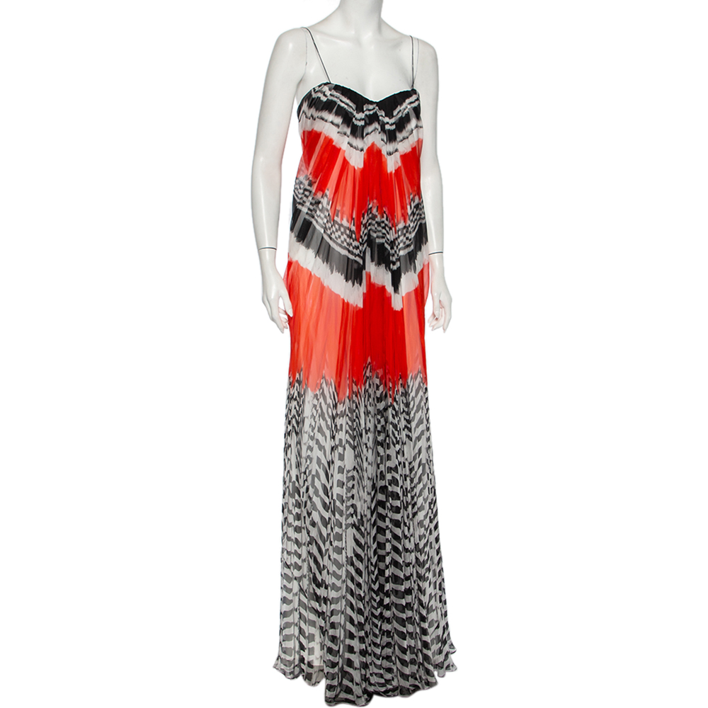 

Alexander McQueen Multicolor Printed Silk Bustier Detail Gown M