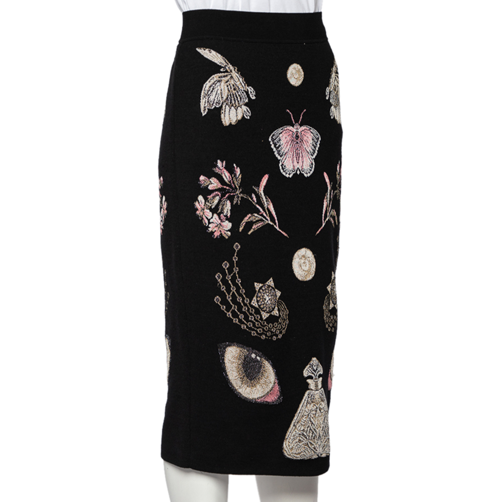 

Alexander McQueen Black Obsession Intarsia Knit Pencil Skirt