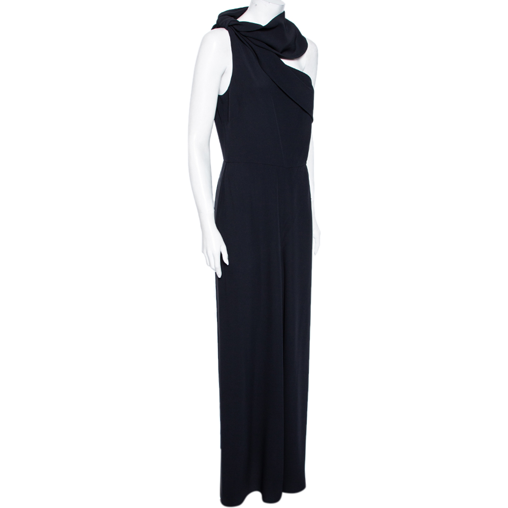 

Alexander McQueen Black Crepe One Shoulder Jumpsuit