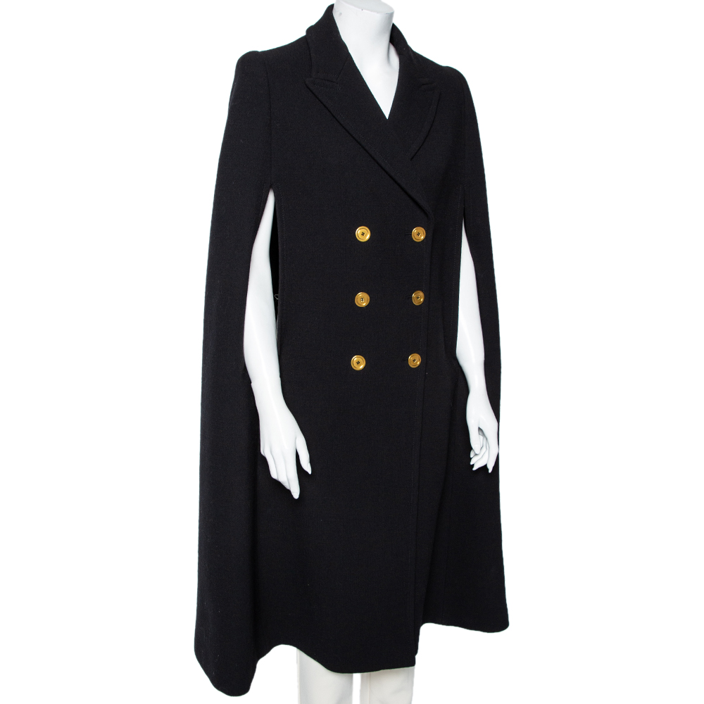 

Alexander McQueen Black Wool Double Breasted Cape Coat