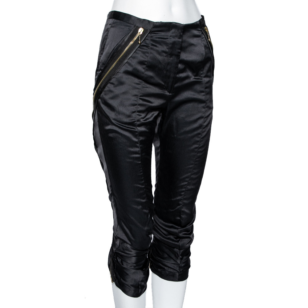 

Alexander McQueen Black Satin Side Zip Detailed Trouser