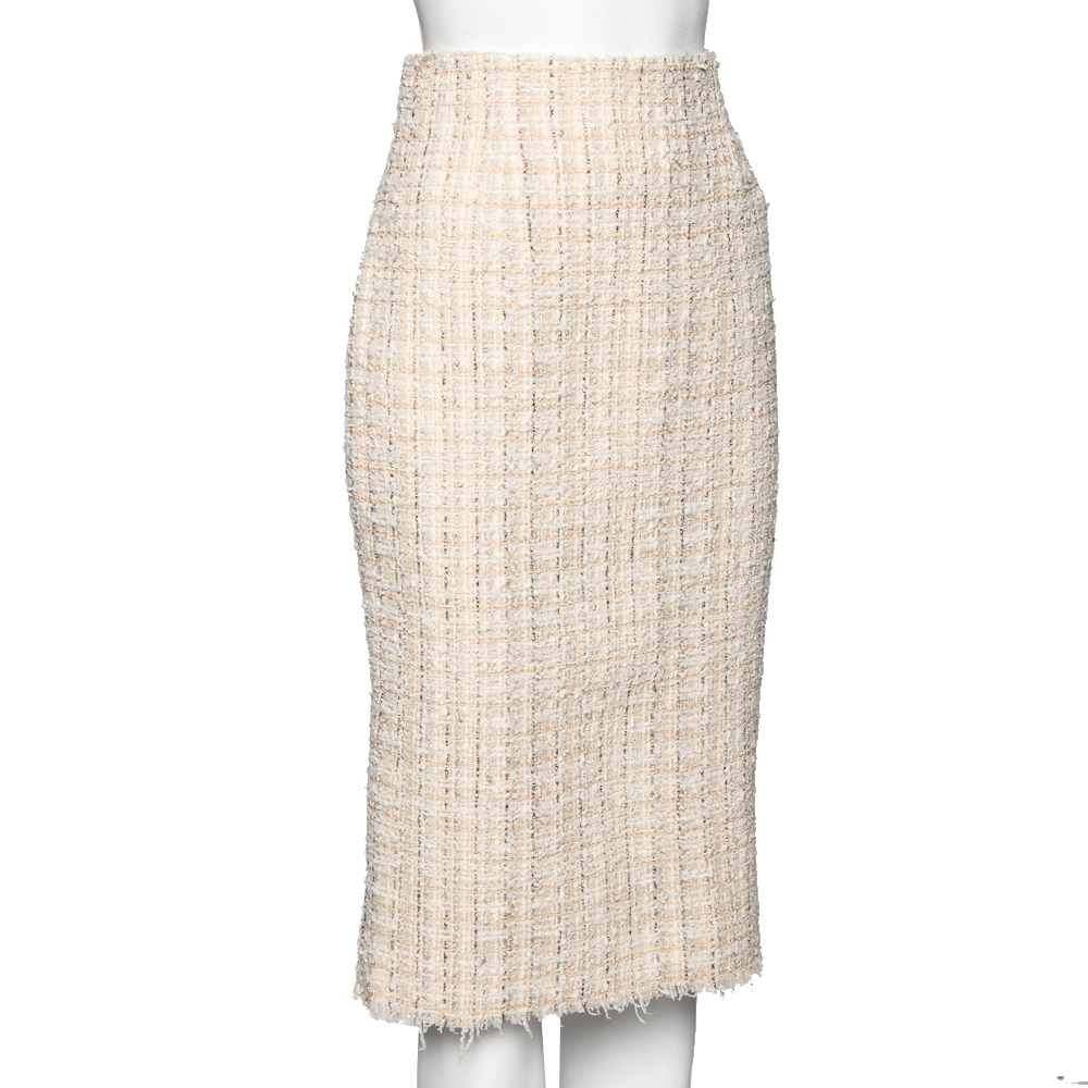 

Alexander McQueen Cream Tweed Knee Length Skirt