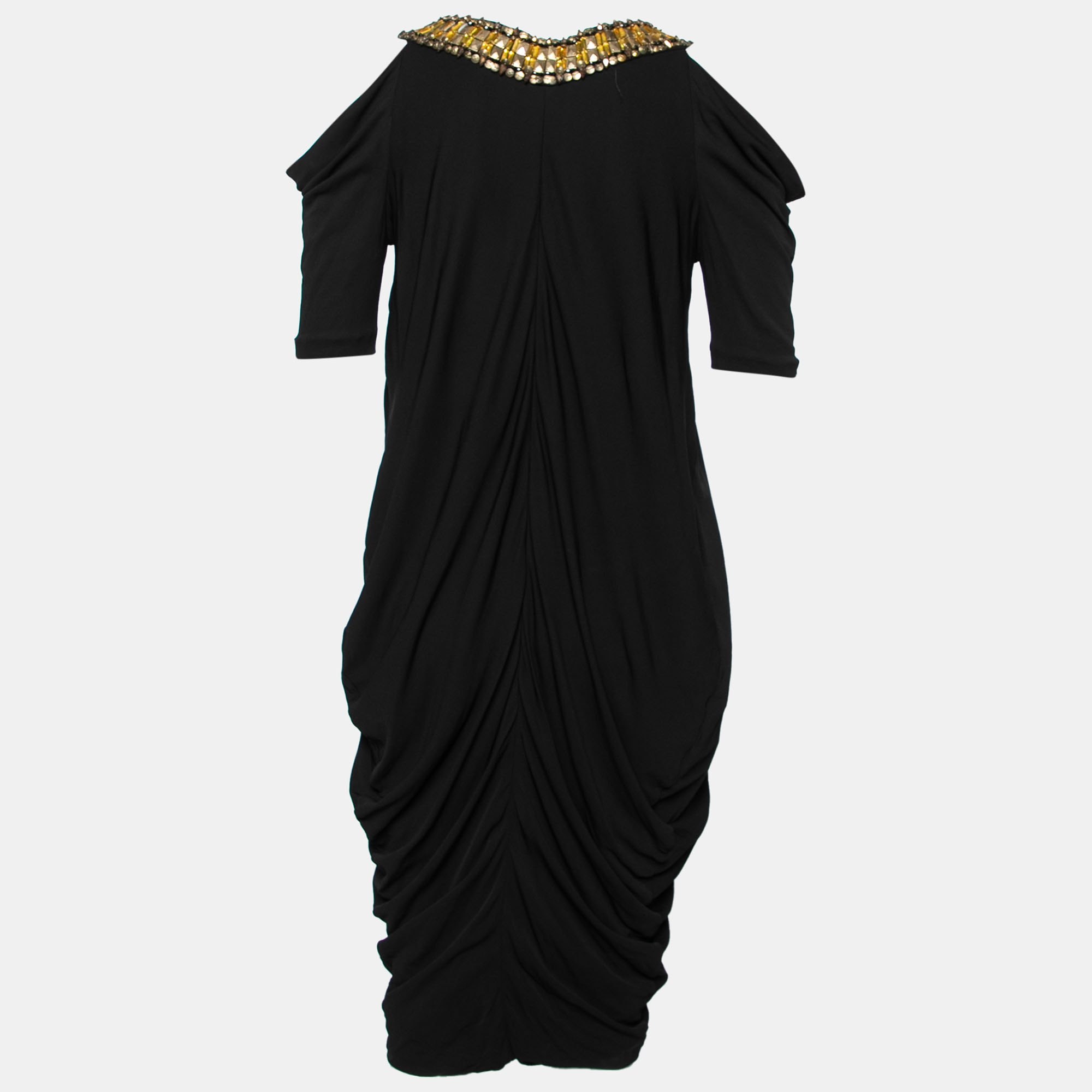 

Alexander McQueen Black Jersey Embellished Detailed Draped Dress