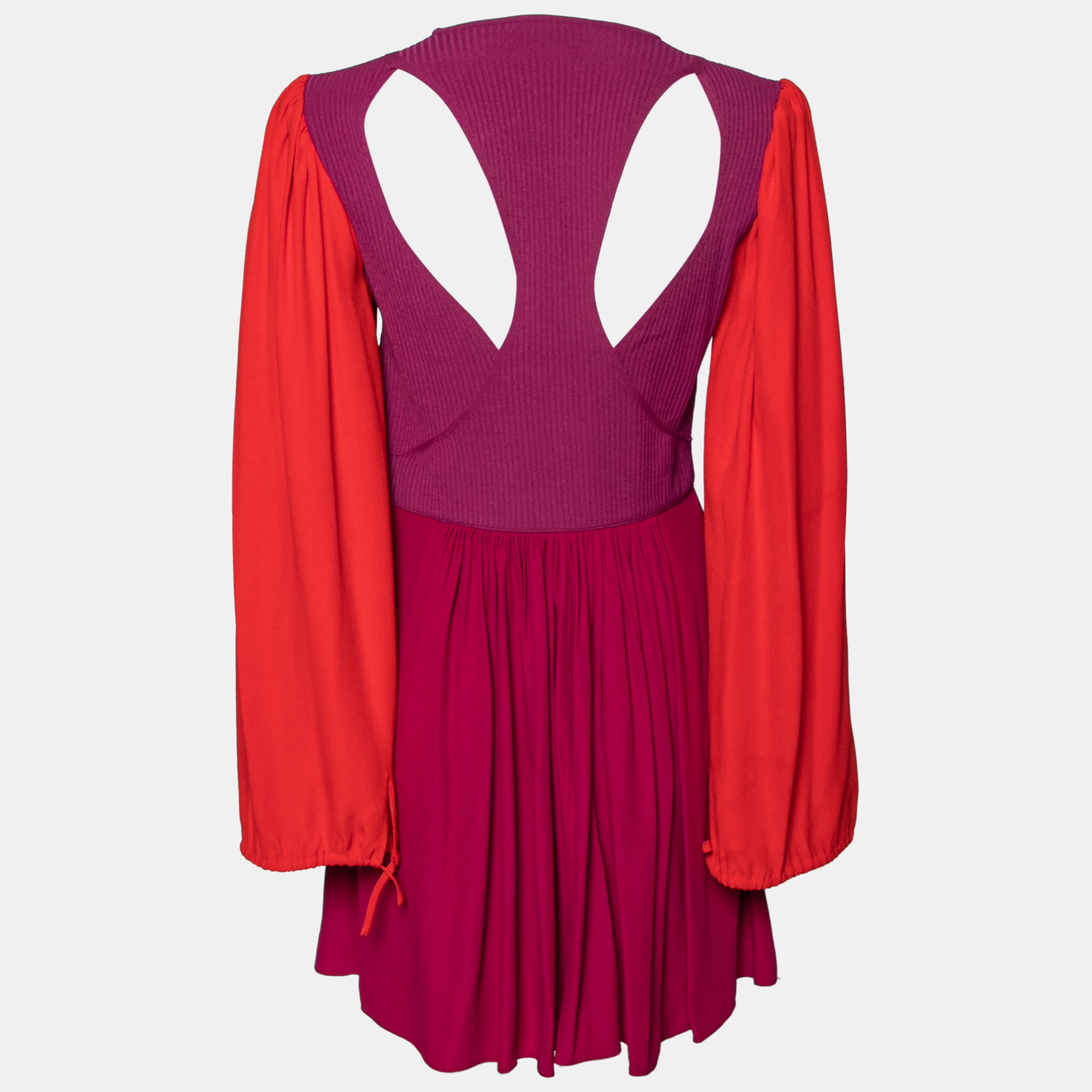 

Alexander McQueen Purple and Red Knit Cut Out Detail Bell Sleeve Dress