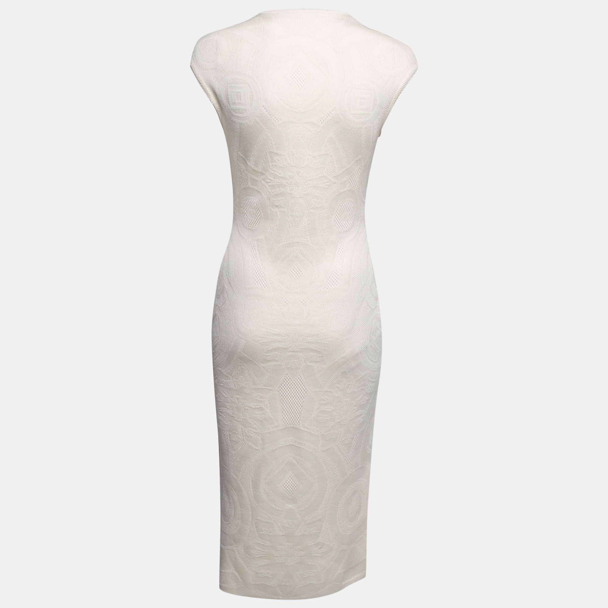 

Alexander McQueen Cream Patterned Knit Short Sleeve Dress