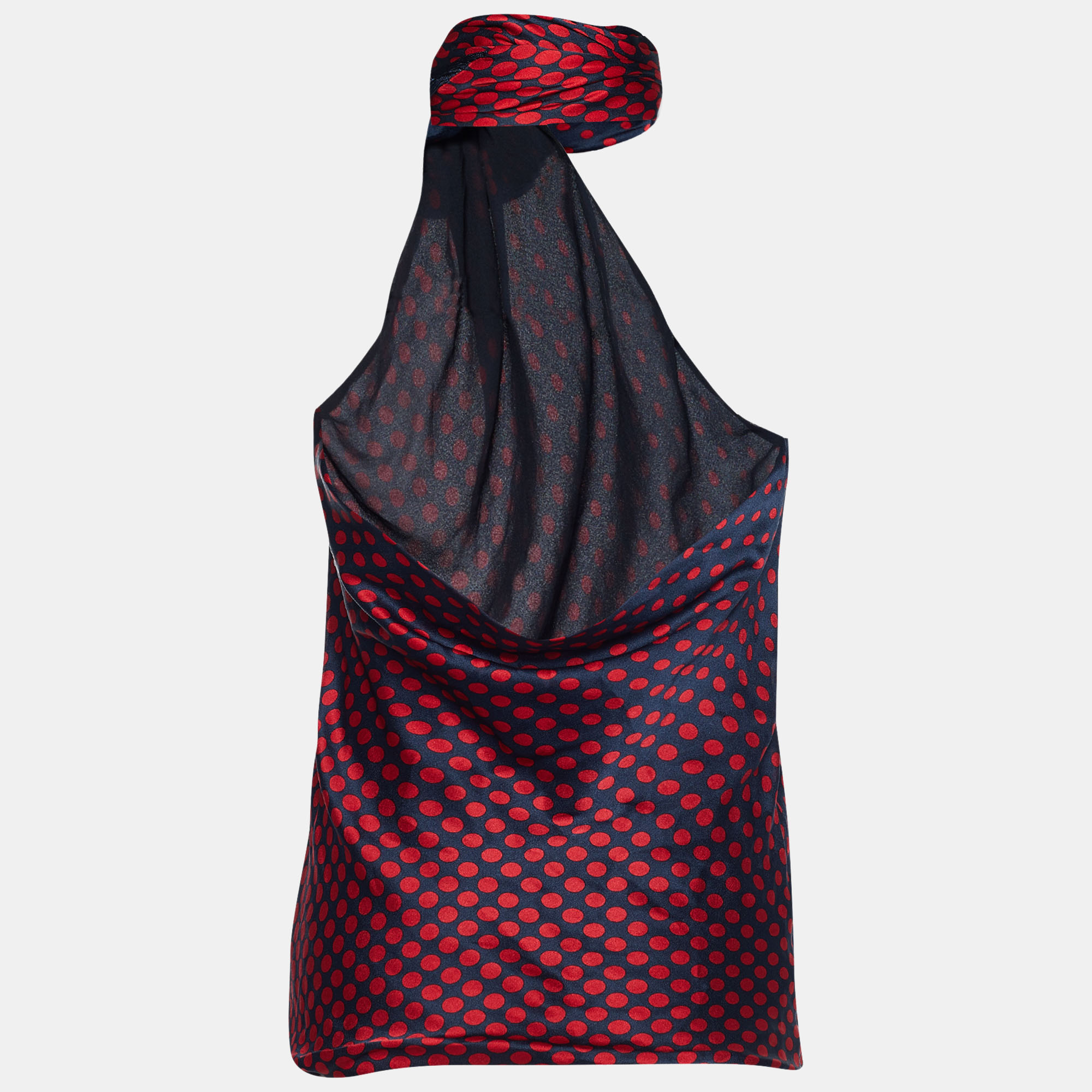 

Alexander McQueen Bicolor Silk Polka Dot Fringed Scarf Halter Top, Red