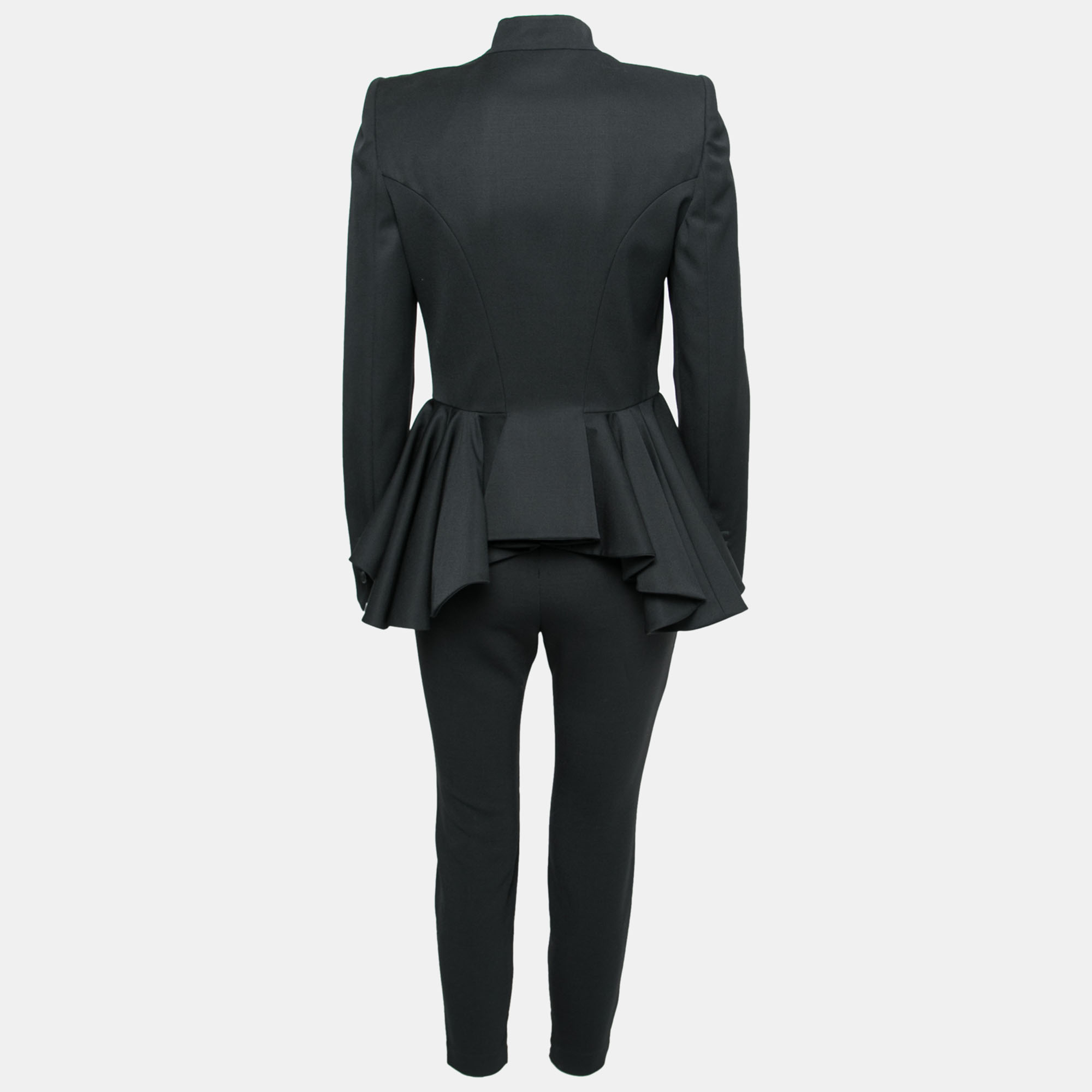 

Alexander McQueen Black Wool Asymmetric Hem Peplum Blazer & Pant Suit