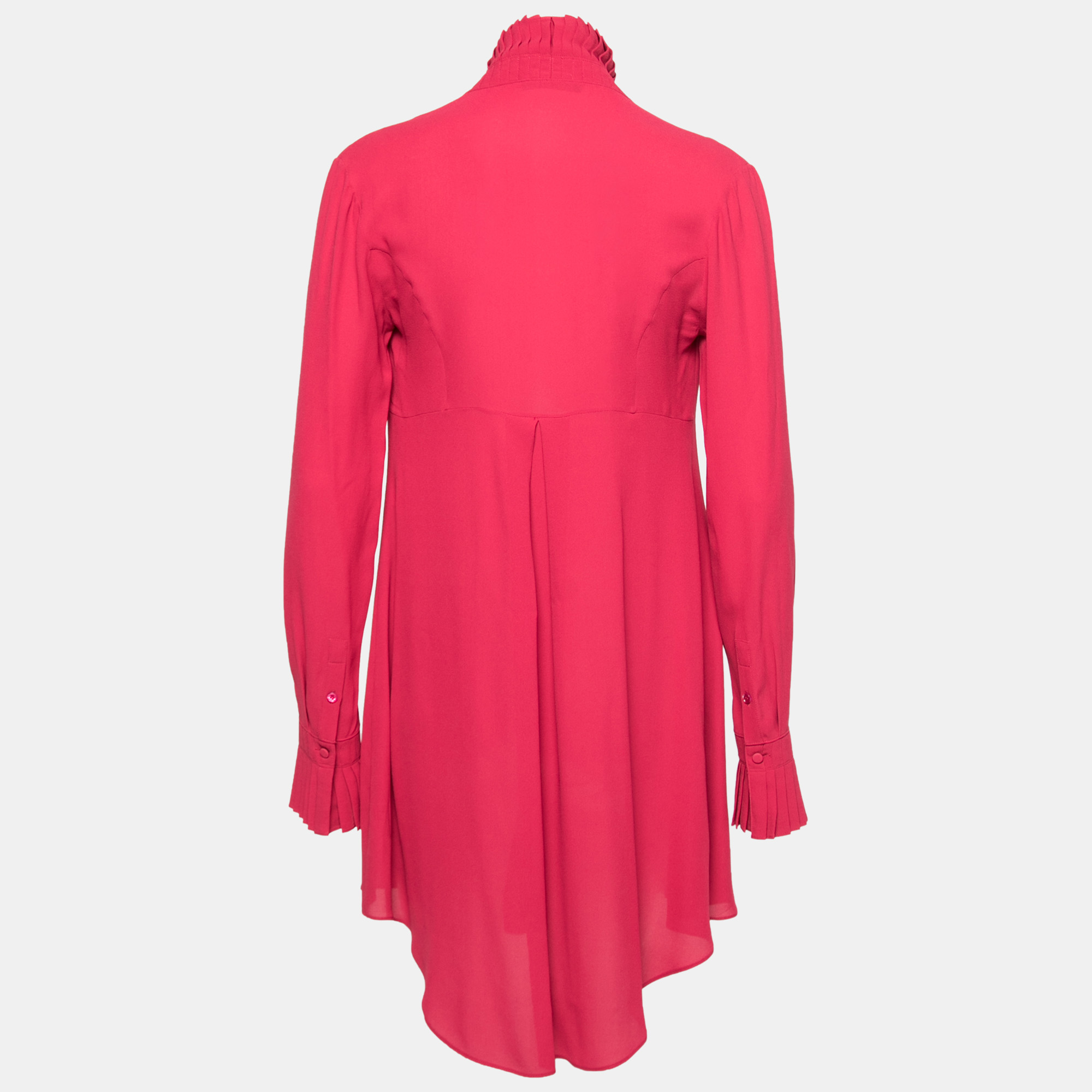 

Alexander McQueen Fuchsia Silk Long Sleeve Tunic Dress, Pink