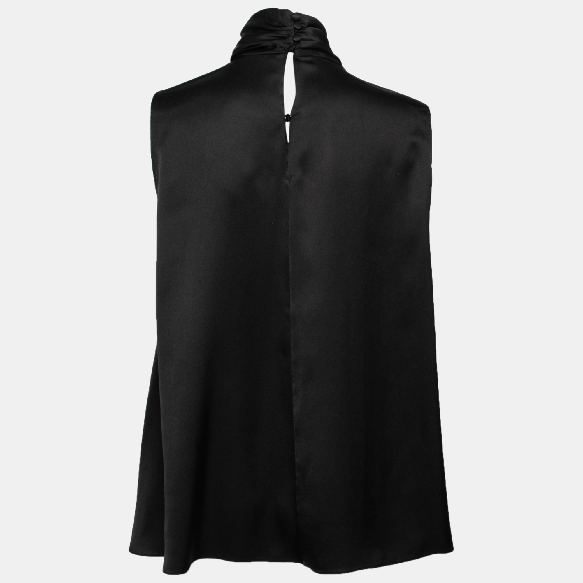 

Alexander McQueen Black Satin Silk Draped Sleeveless Top