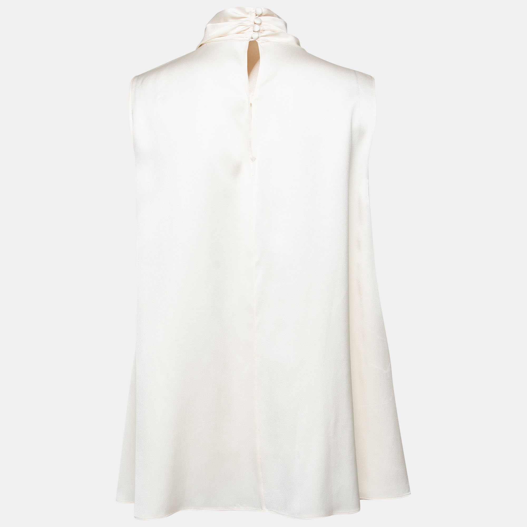 

Alexander McQueen White Satin Silk Draped Sleeveless Top