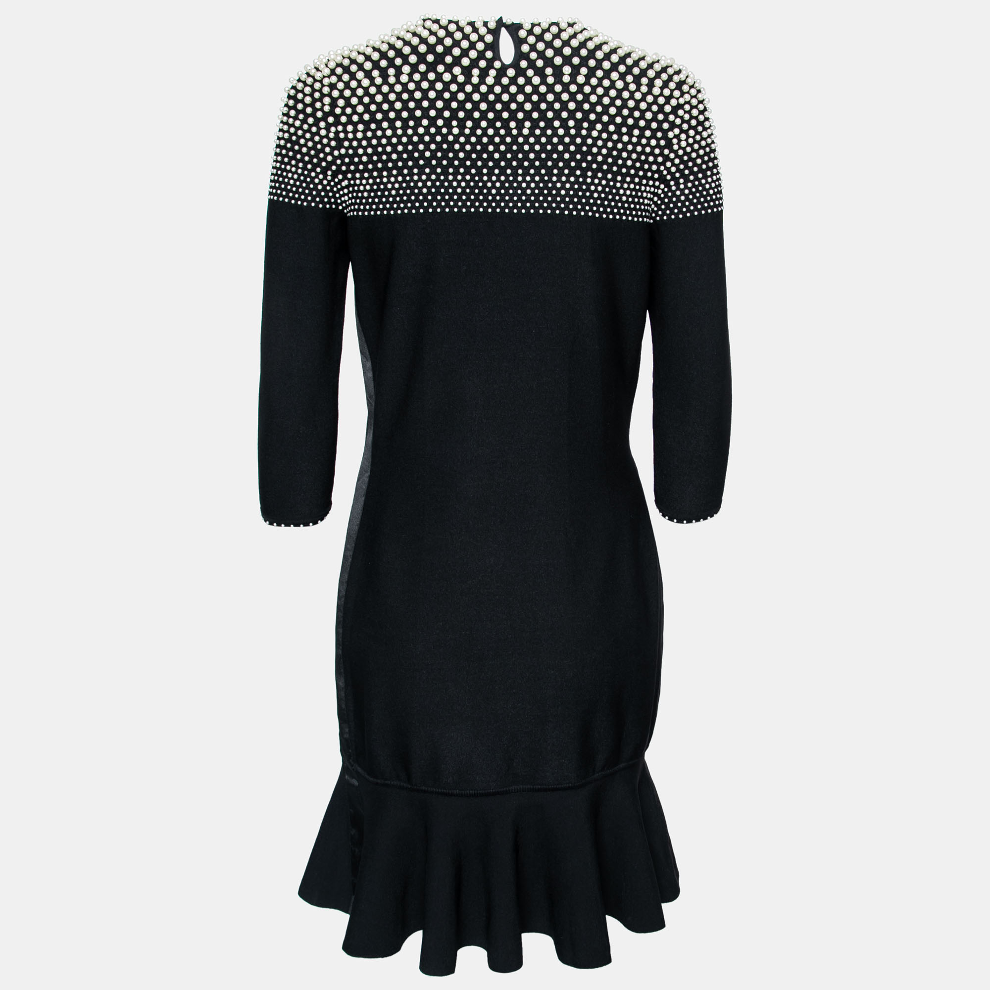 

Alexander McQueen Black Knit Pearl Embellished Flared Hem Dress