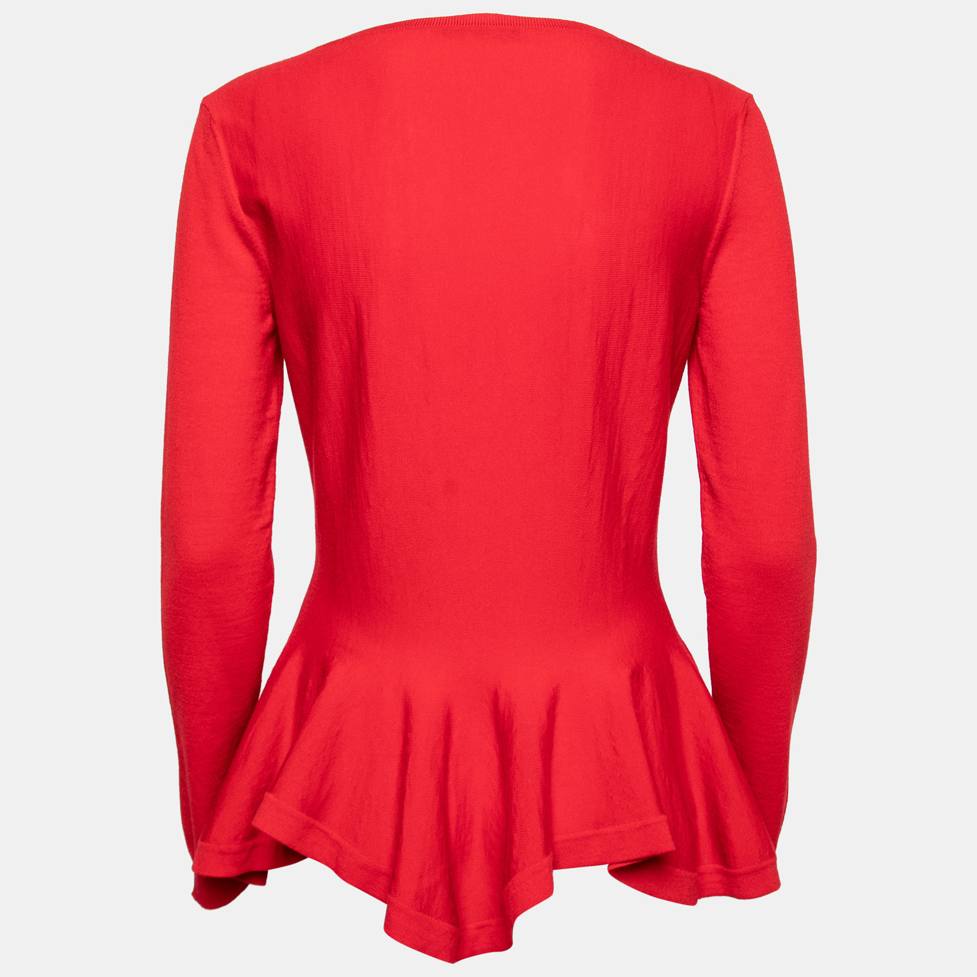

Alexander McQueen Red Wool Peplum Long Sleeve Sweater