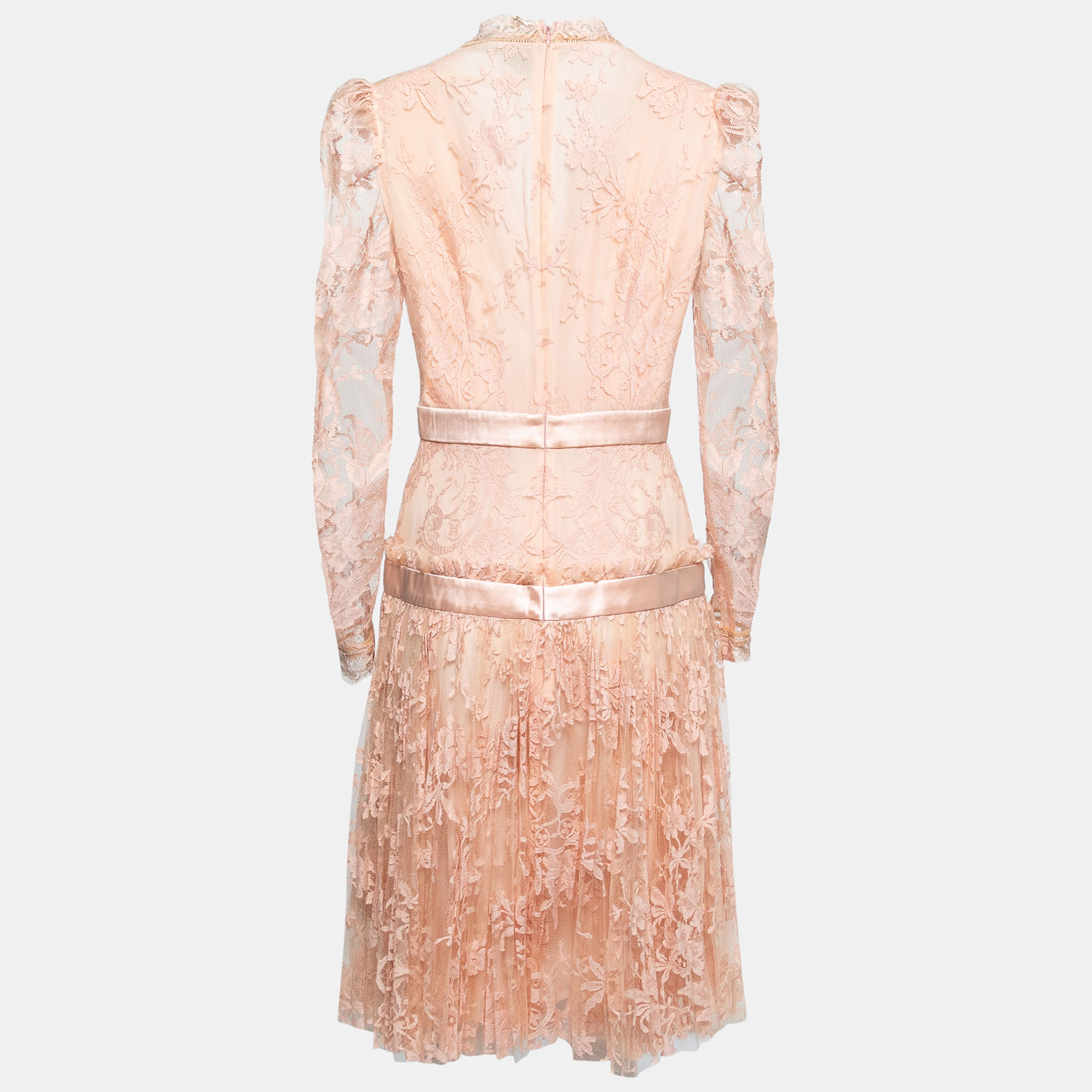 

Alexander McQueen Pink Floral Lace Long Sleeve Dress