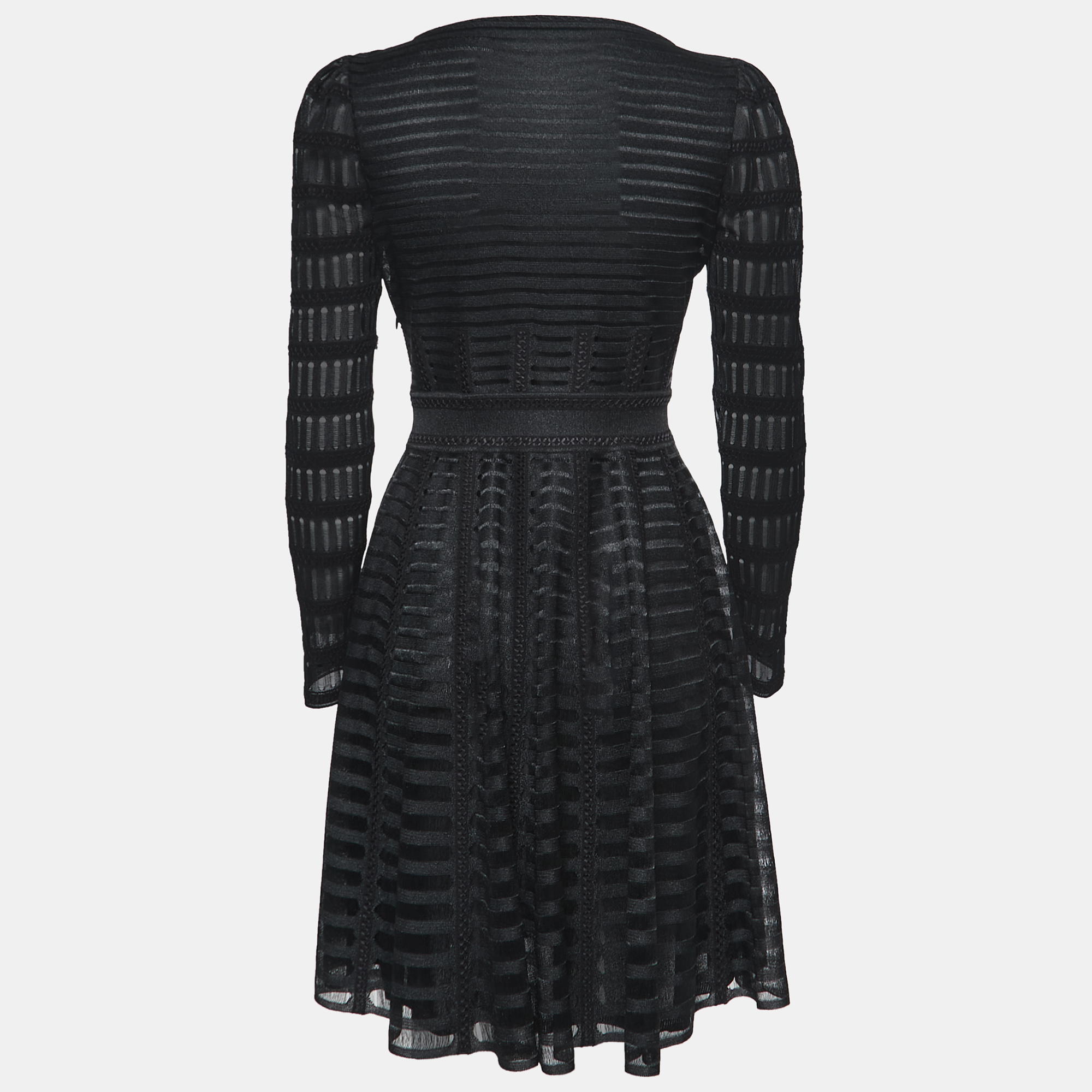 

Alexander McQueen Black Textured Blend Long Sleeve Round Neck Dress