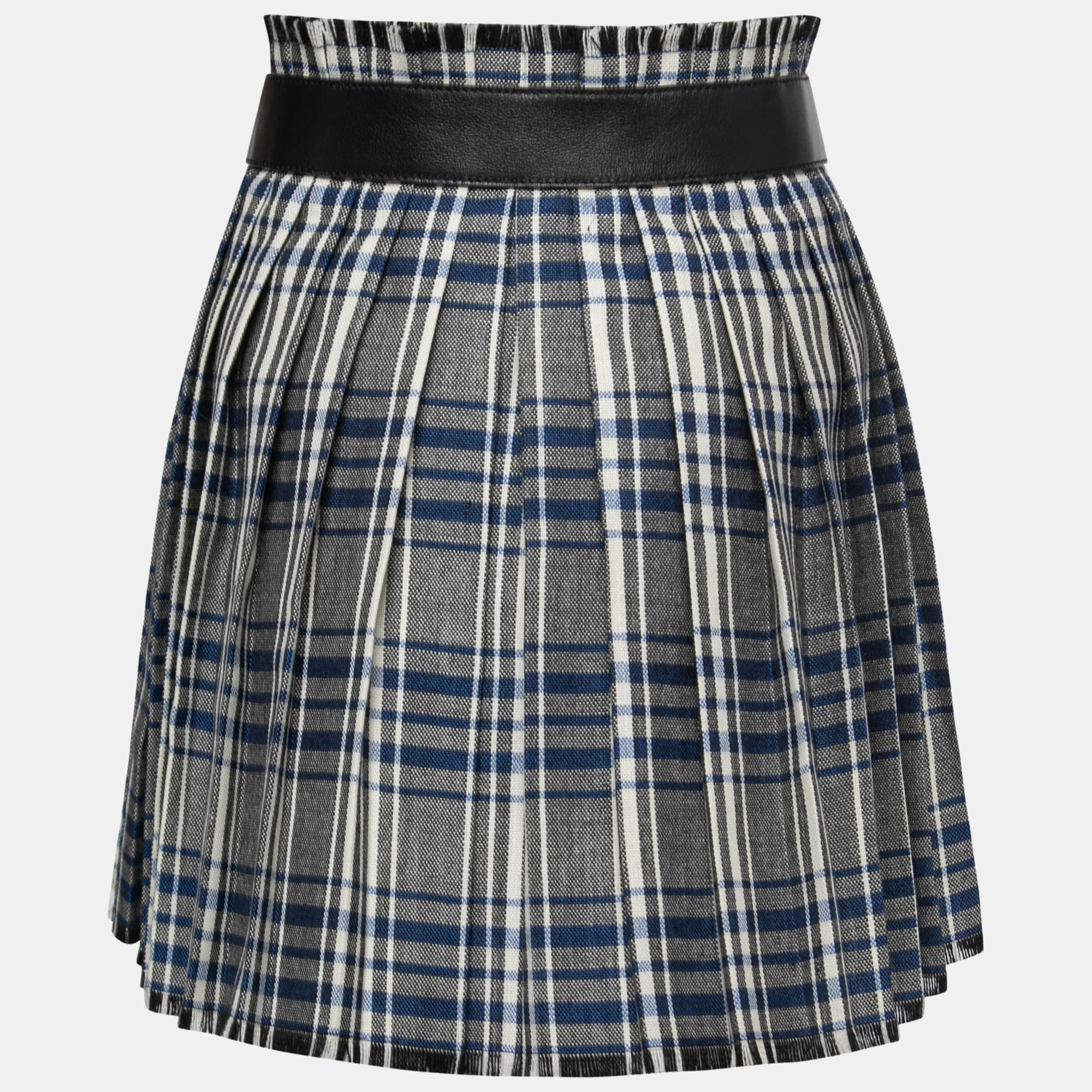 

Alexander McQueen Black/Blue Checked Mini Kilt Skirt