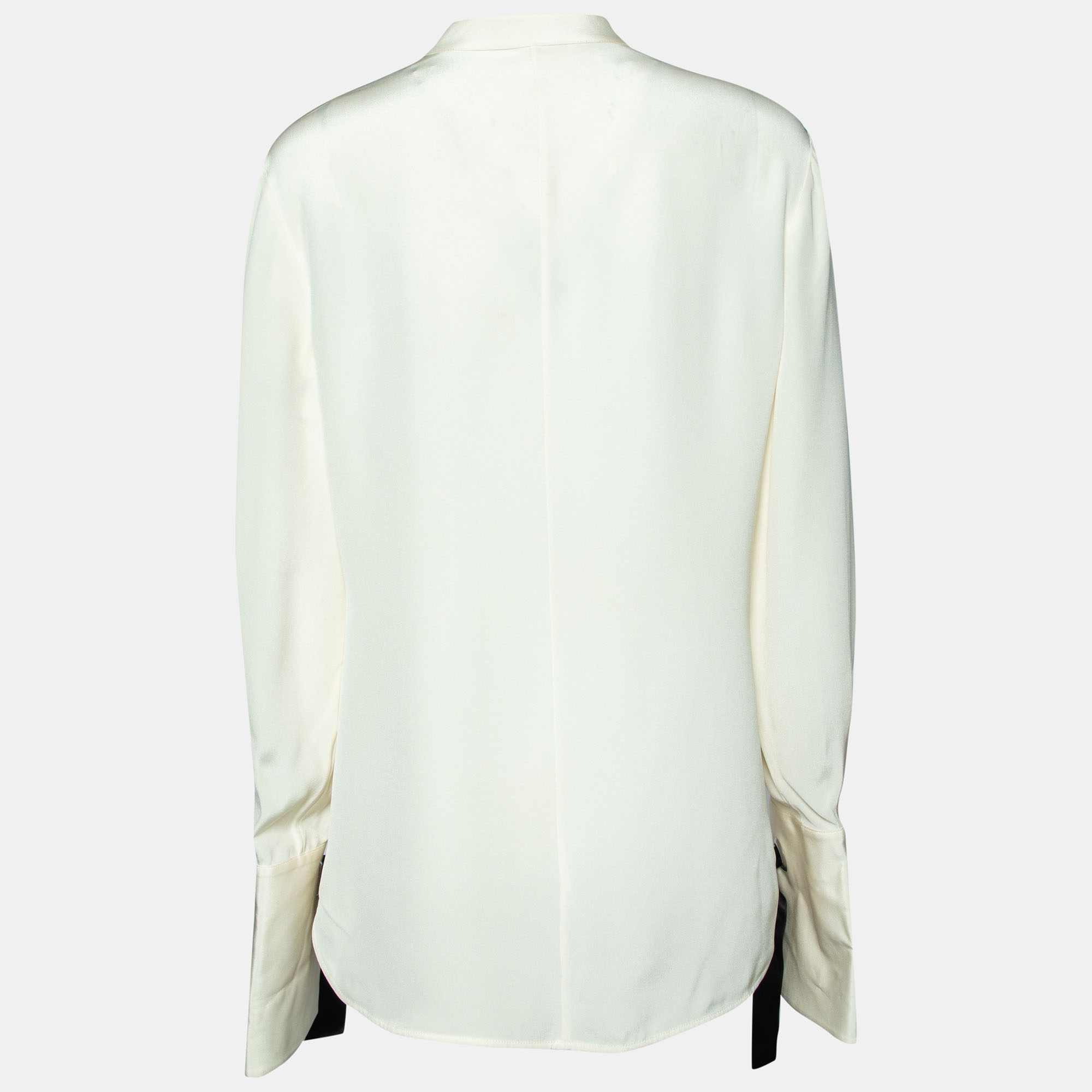 

Alexander McQueen Cream Silk Sleeve Tie Detail Shirt
