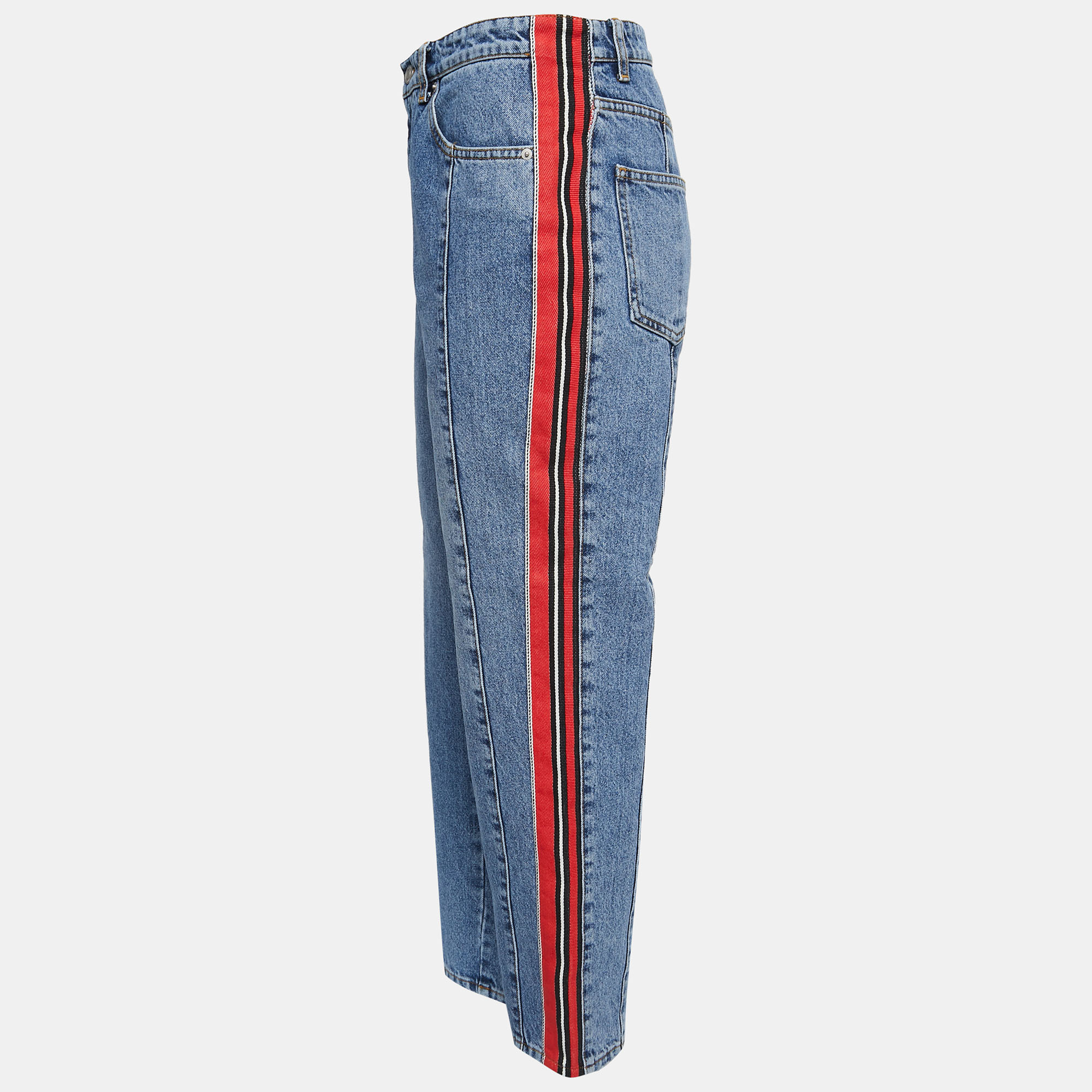 

Alexander McQueen Blue Denim Stripe Detail Jeans  Waist 32