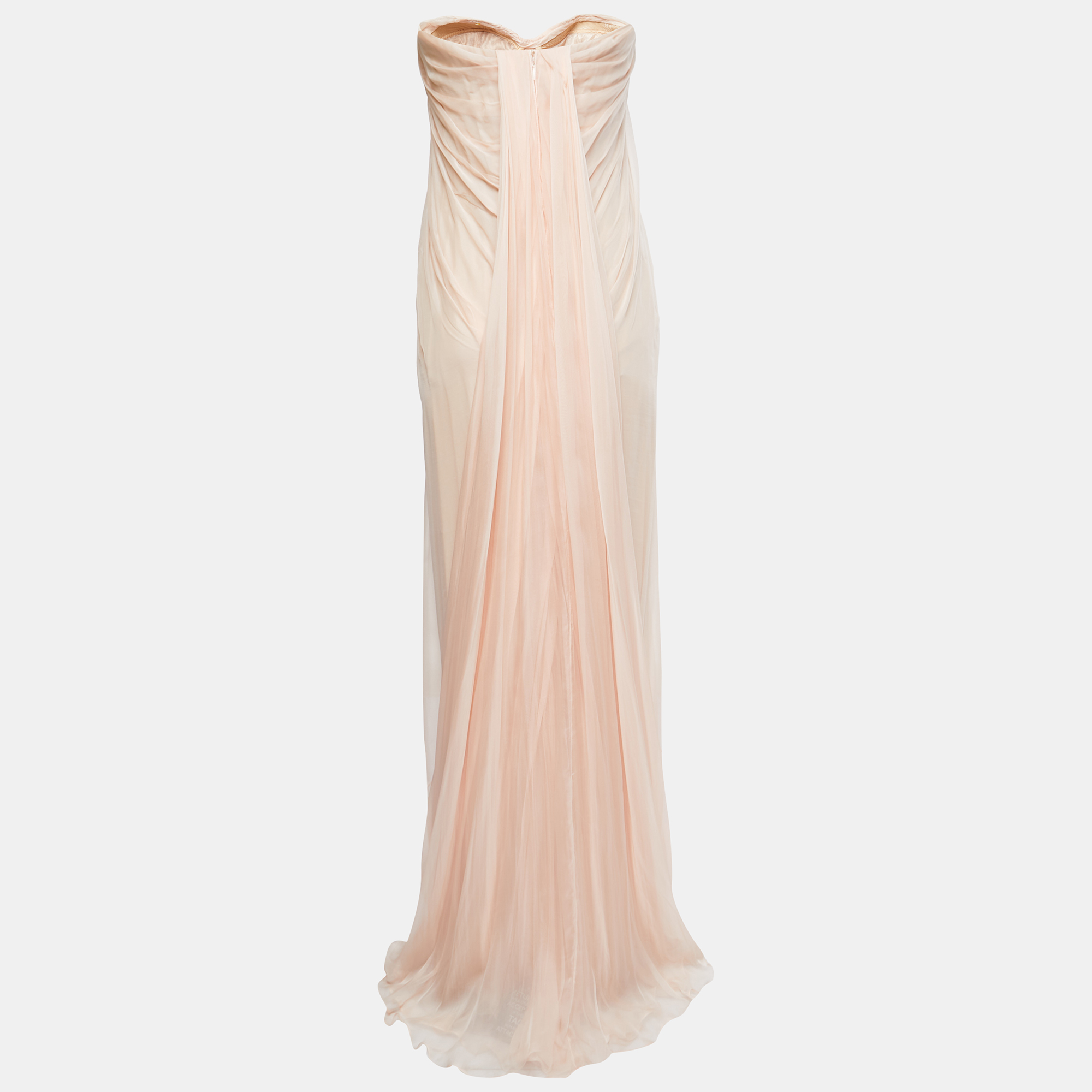 

Alexander McQueen Light Coral Silk Chiffon Draped Strapless Gown, Orange