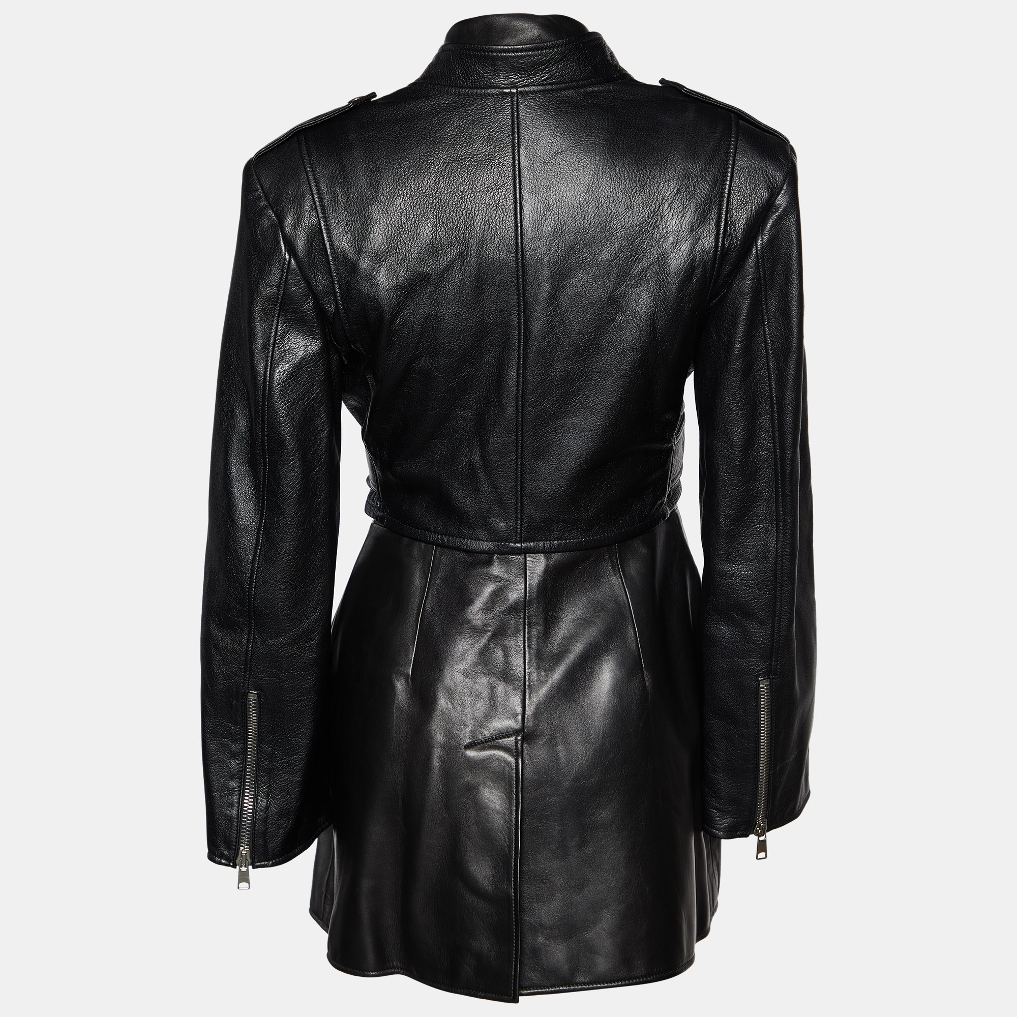 

Alexander McQueen Black Leather Biker Overlay Jacket