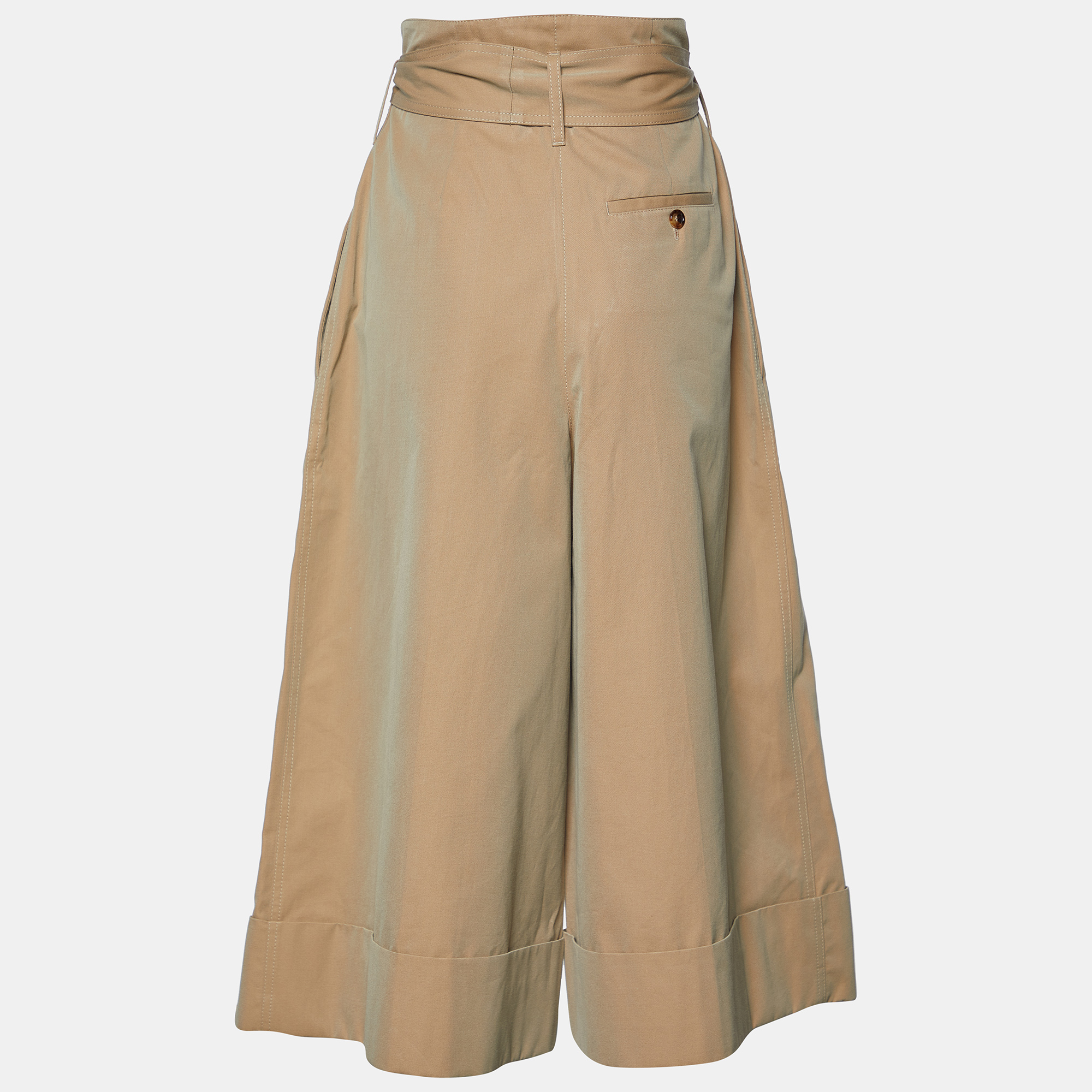 

Alexander McQueen Beige Cotton Paper Bag Waist Tie Detail Culottes