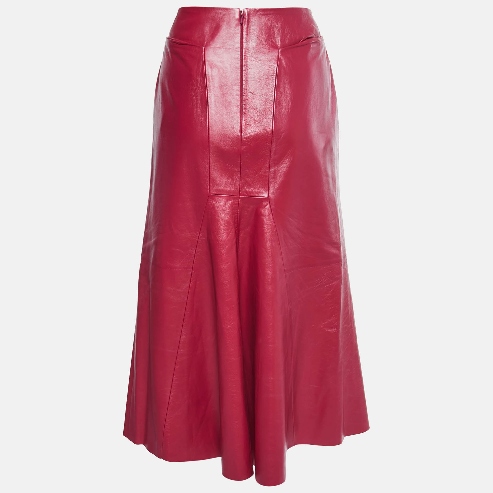 

Alexander McQueen Magenta Pink Leather Midi Skirt