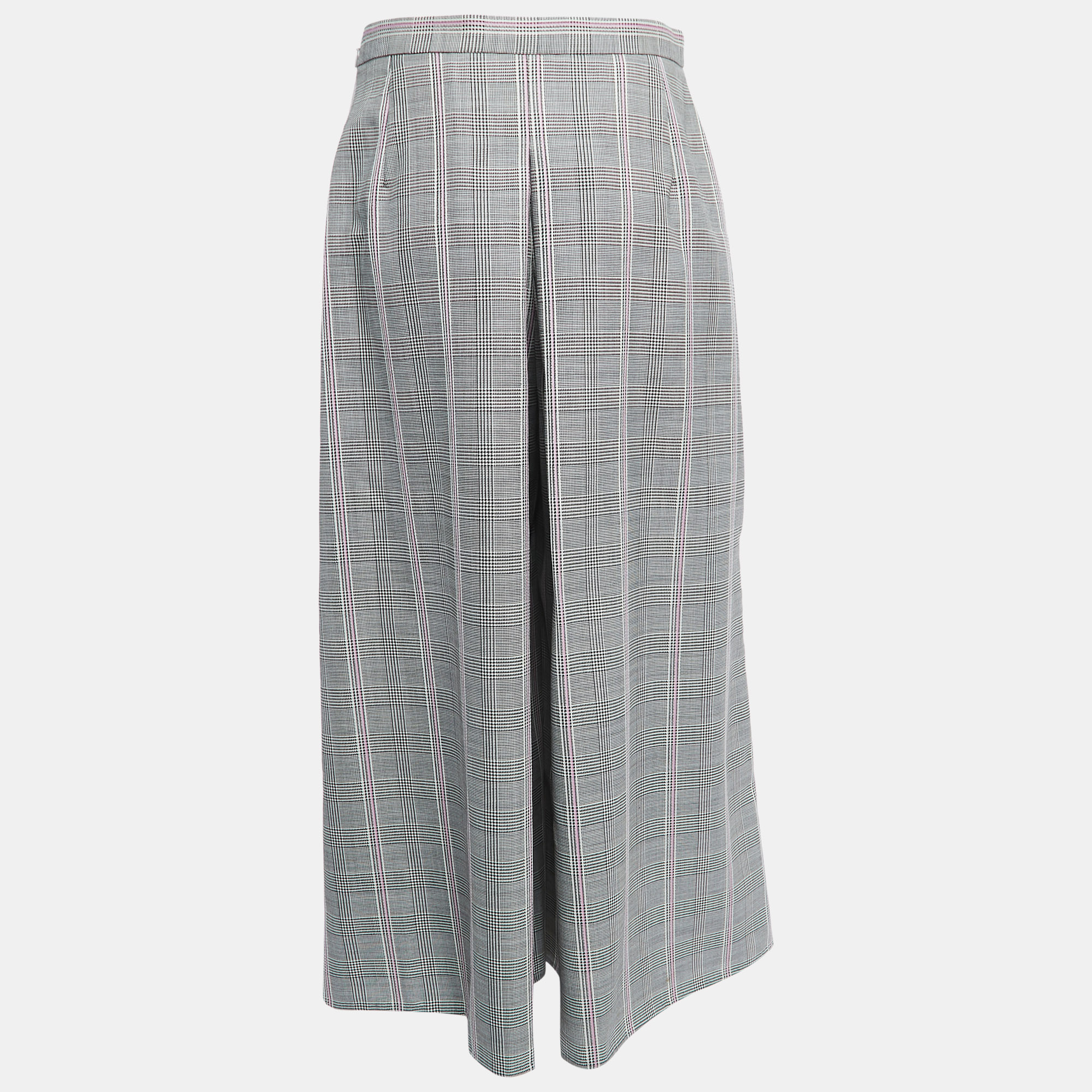 

Alexander McQueen Black/White Checked Wool Midi Pant Skirt