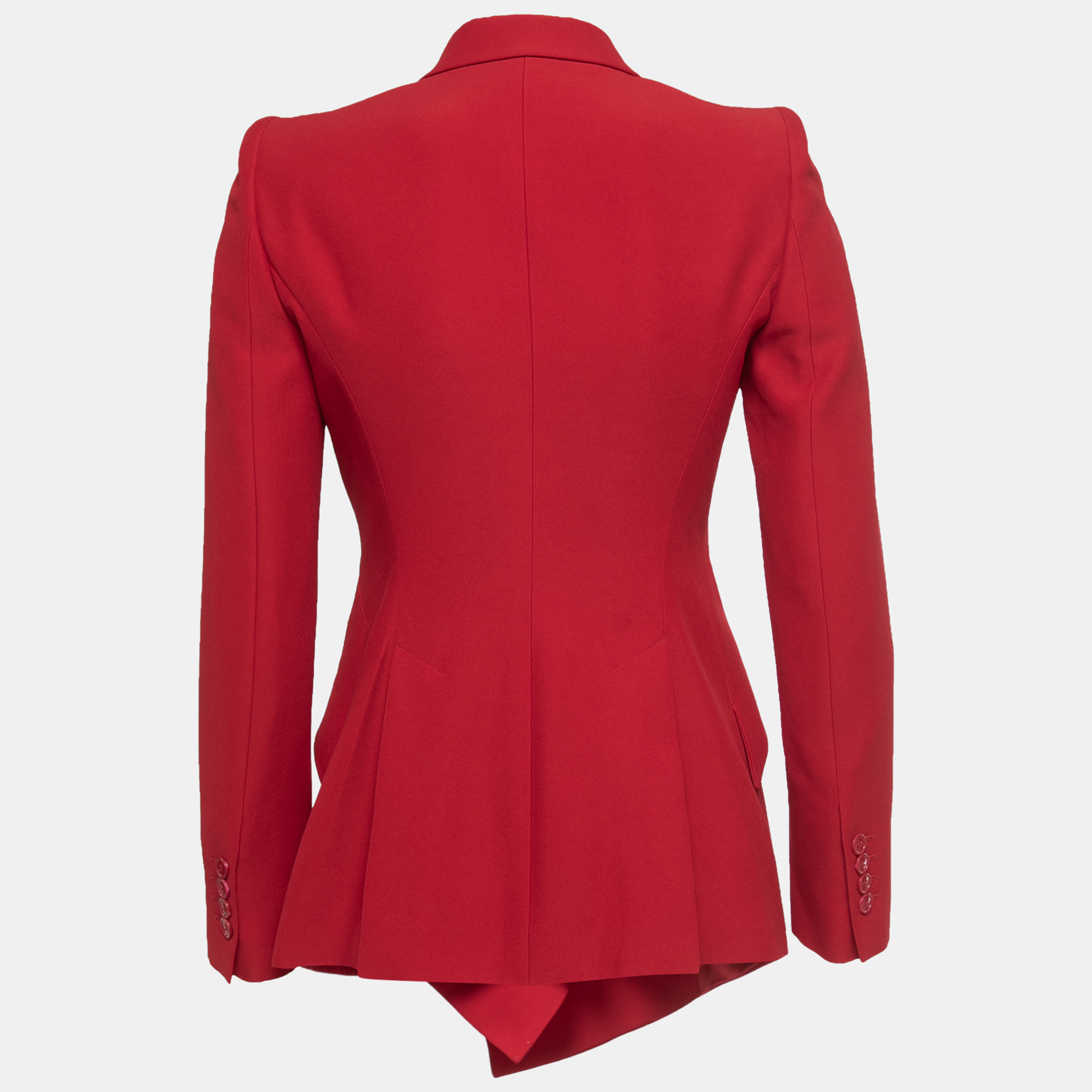 

Alexander McQueen Red Crepe Asymmetrical Blazer