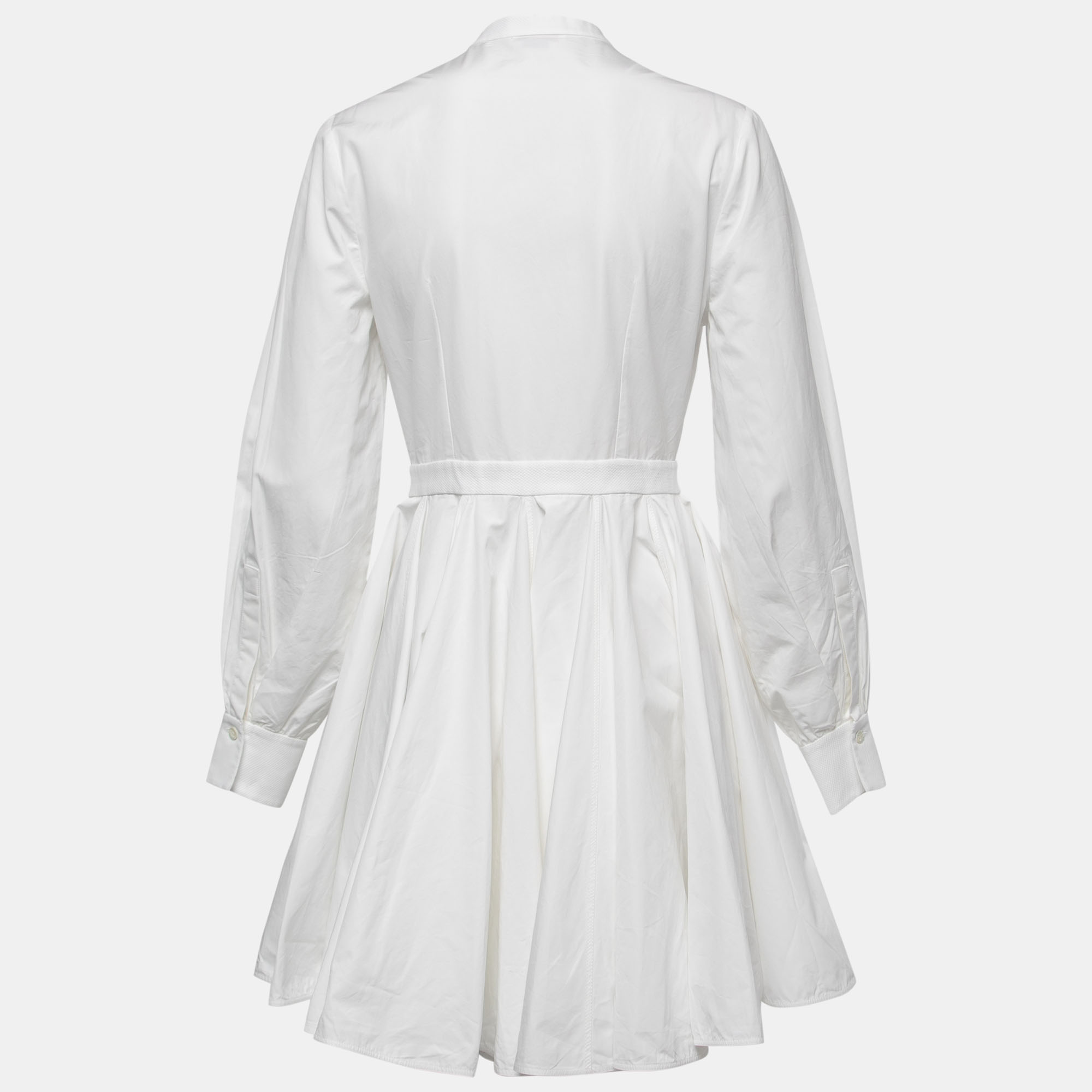 

Alexander McQueen White Cotton Paneled Flared Mini Dress