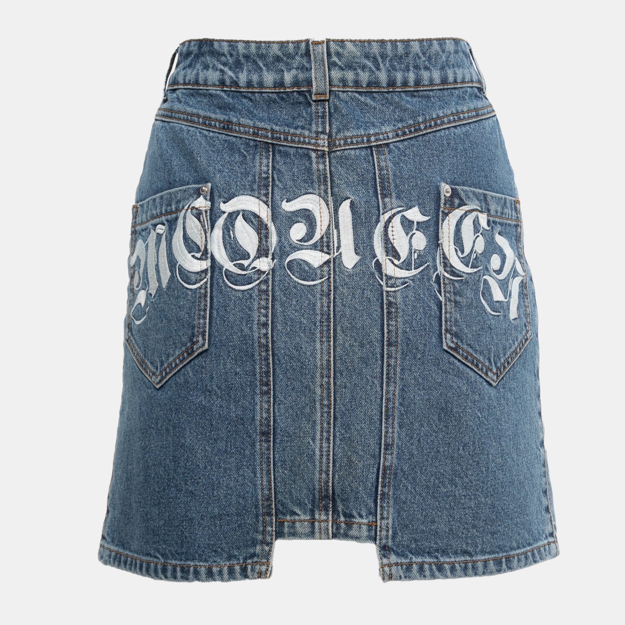 

Alexander McQueen Blue Denim Embroidered Mini Skirt