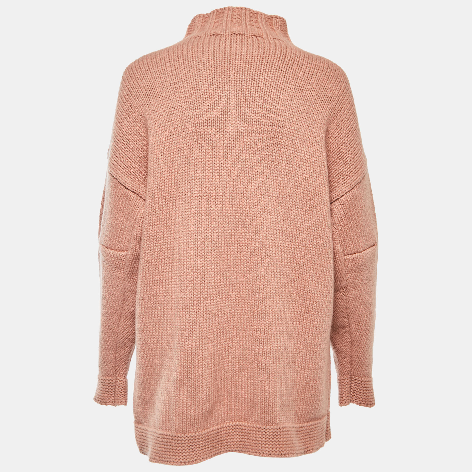 

Alexander McQueen Dusty Pink Cashmere Cable Knit High Neck Sweater