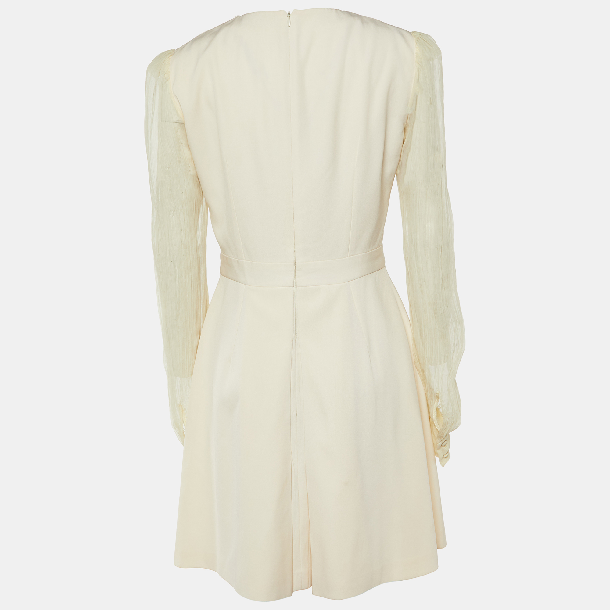 

Alexander McQueen Cream Wool & Silk Chiffon Mini Dress