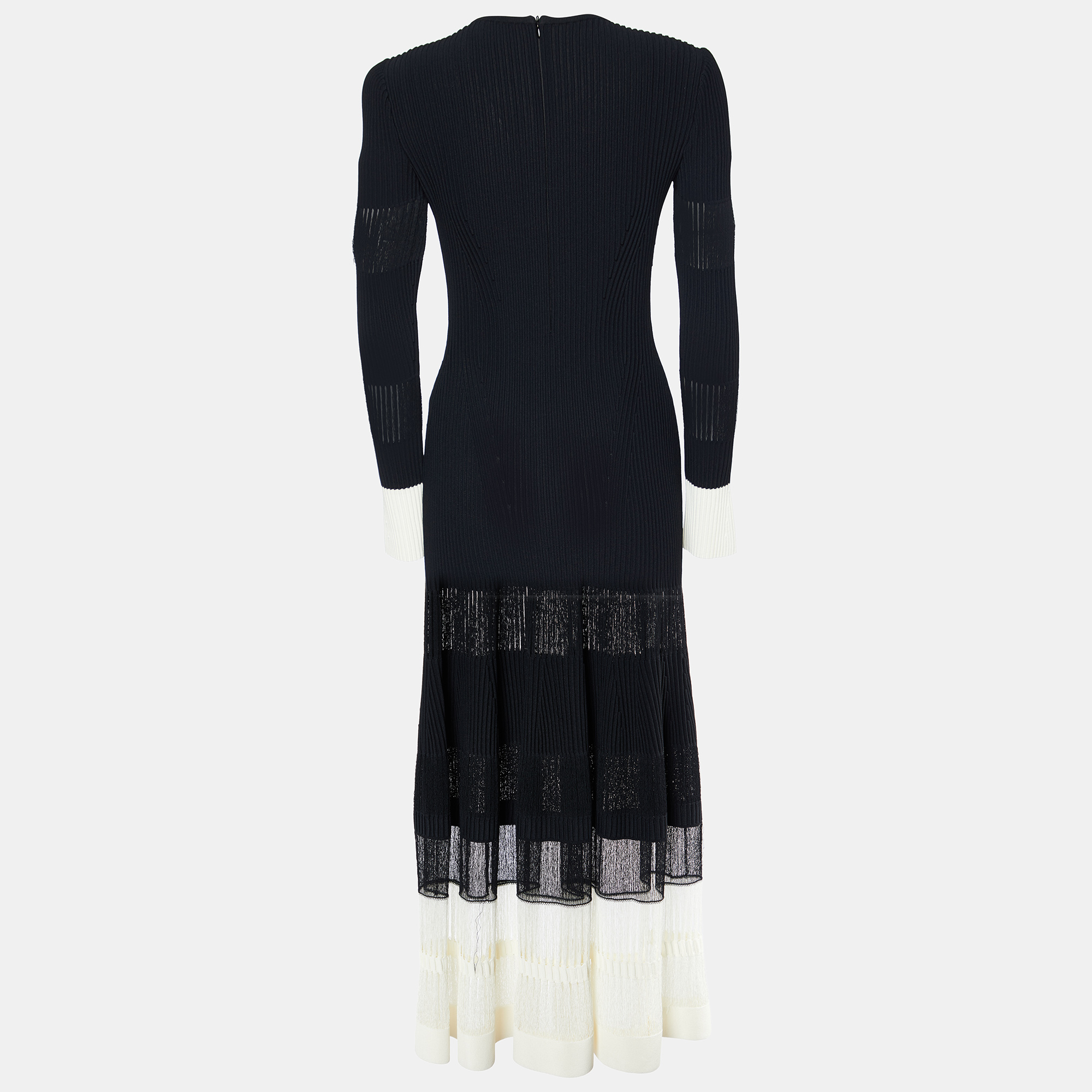 

Alexander McQueen Black Rib Knit Contrast Detail Midi Dress