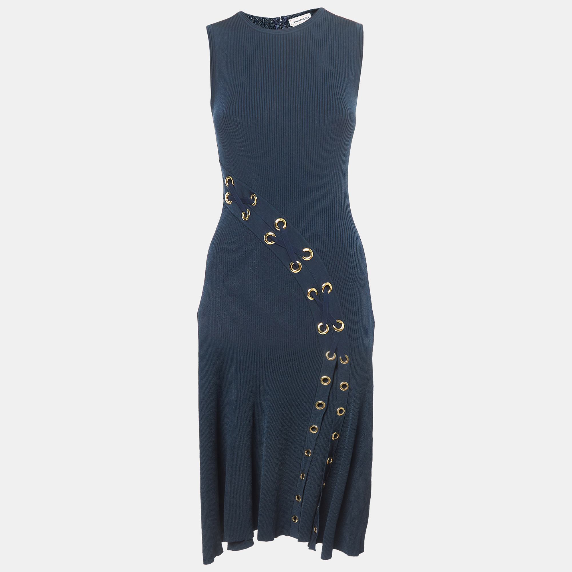 

Alexander McQueen Navy Blue Knit Sleeveless Slip Dress
