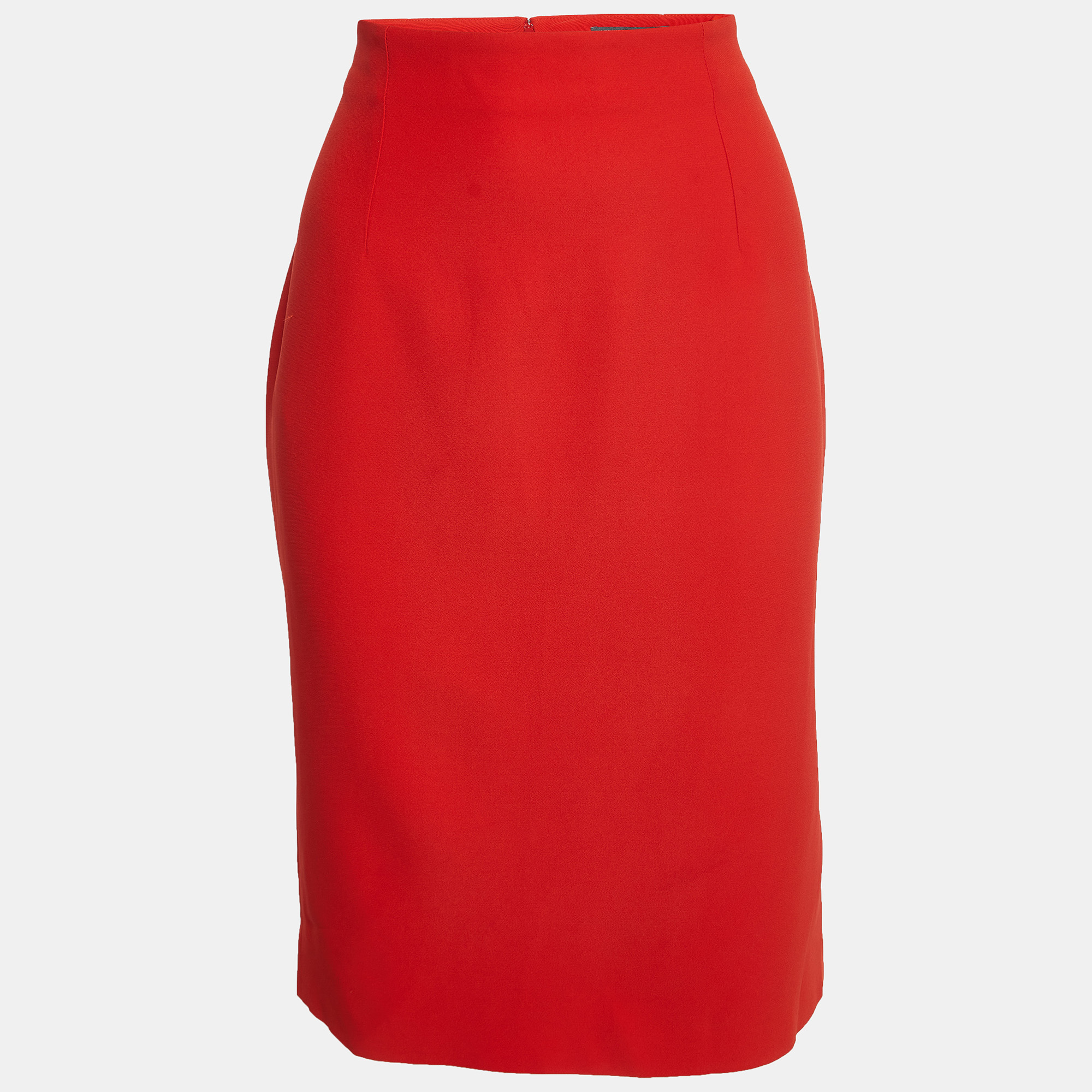 Pre-owned Alexander Mcqueen Orange Crepe Pencil Skirt L In Red
