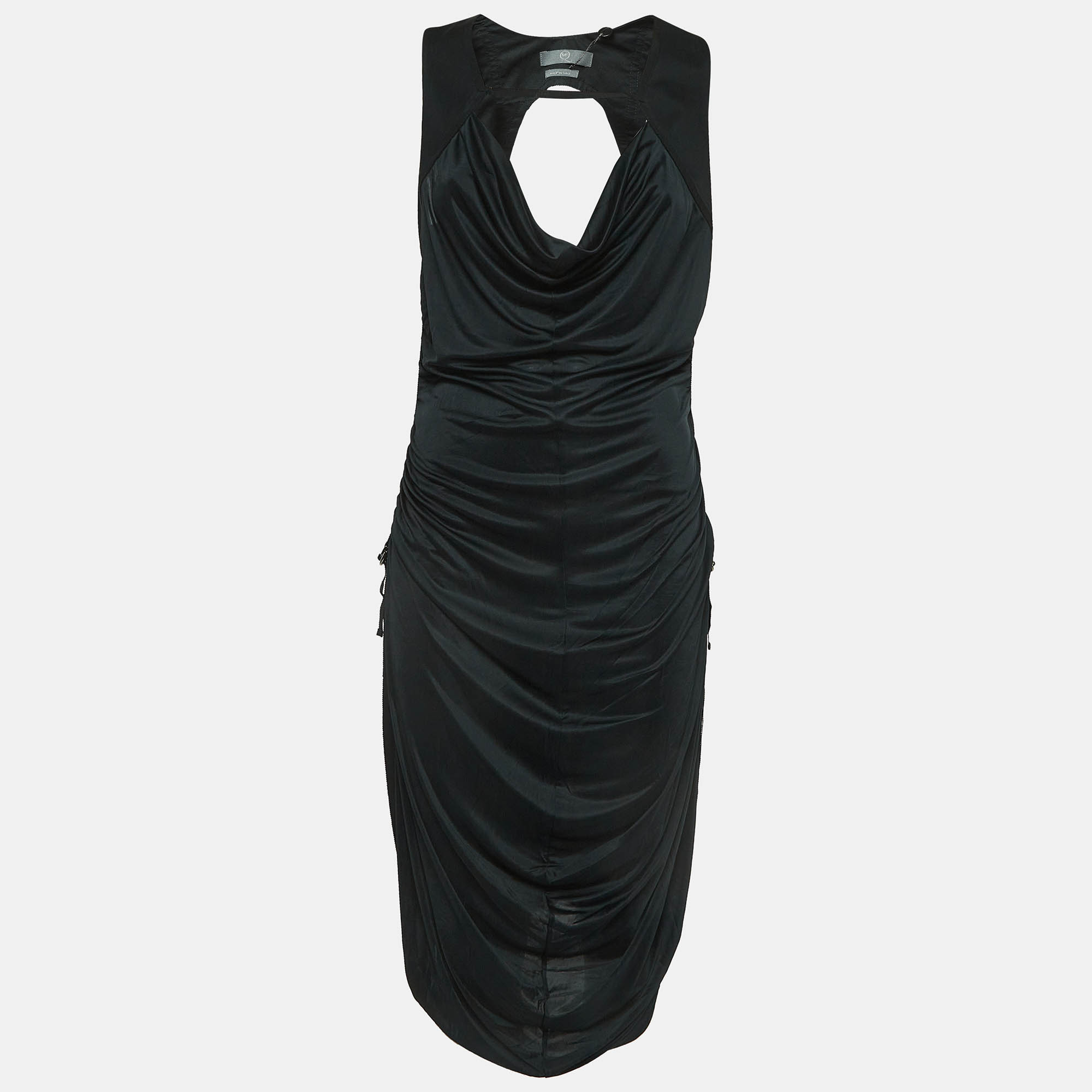 

Alexander McQueen Ruched Adjustable Hem Midi Dress, Black