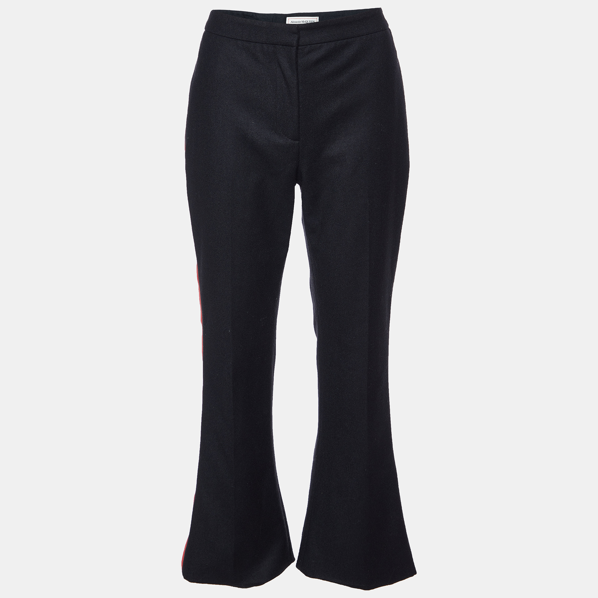 

Alexander McQueen Black Wool Side Striped Flared Trouser M