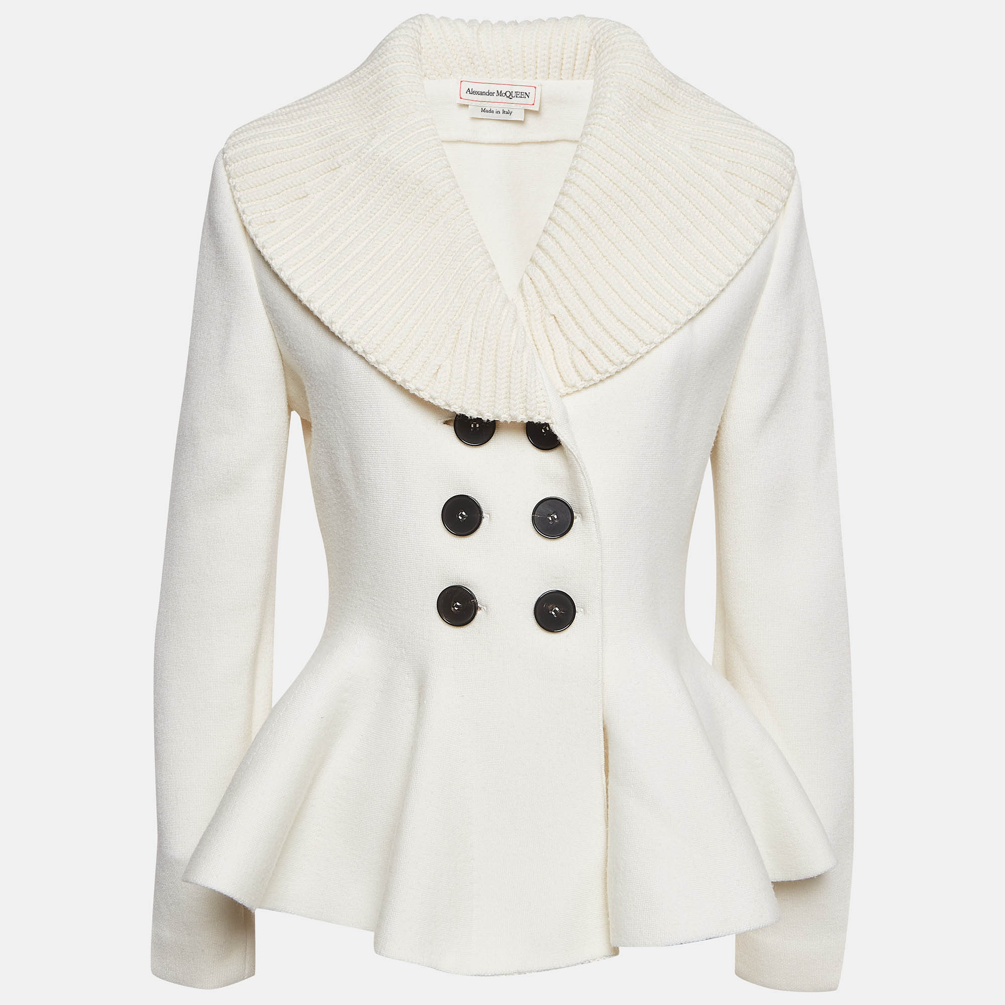 

Alexander McQueen White Wool Peplum Jacket M