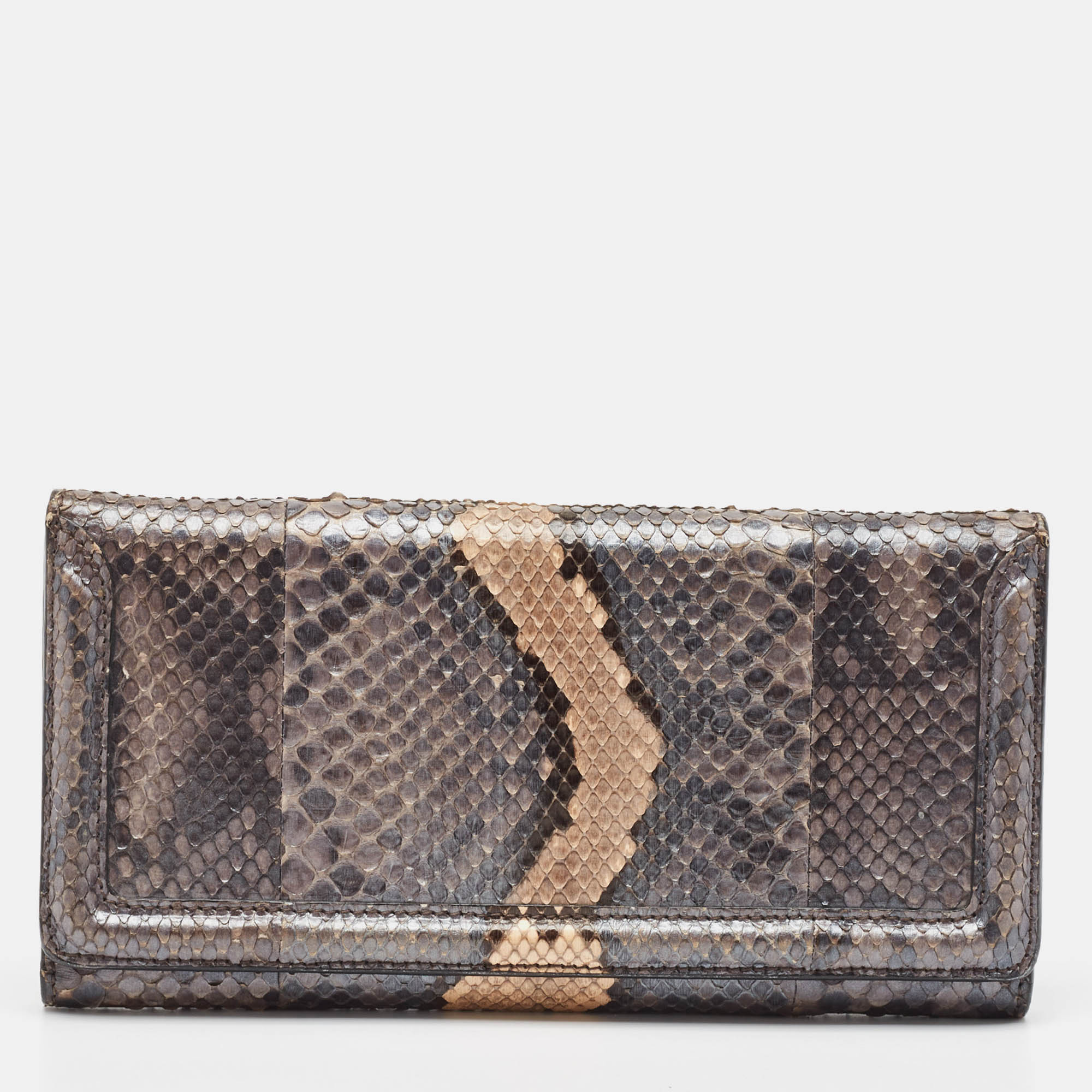 

Alexander McQueen Metallic/Blue Python Trifold Clutch