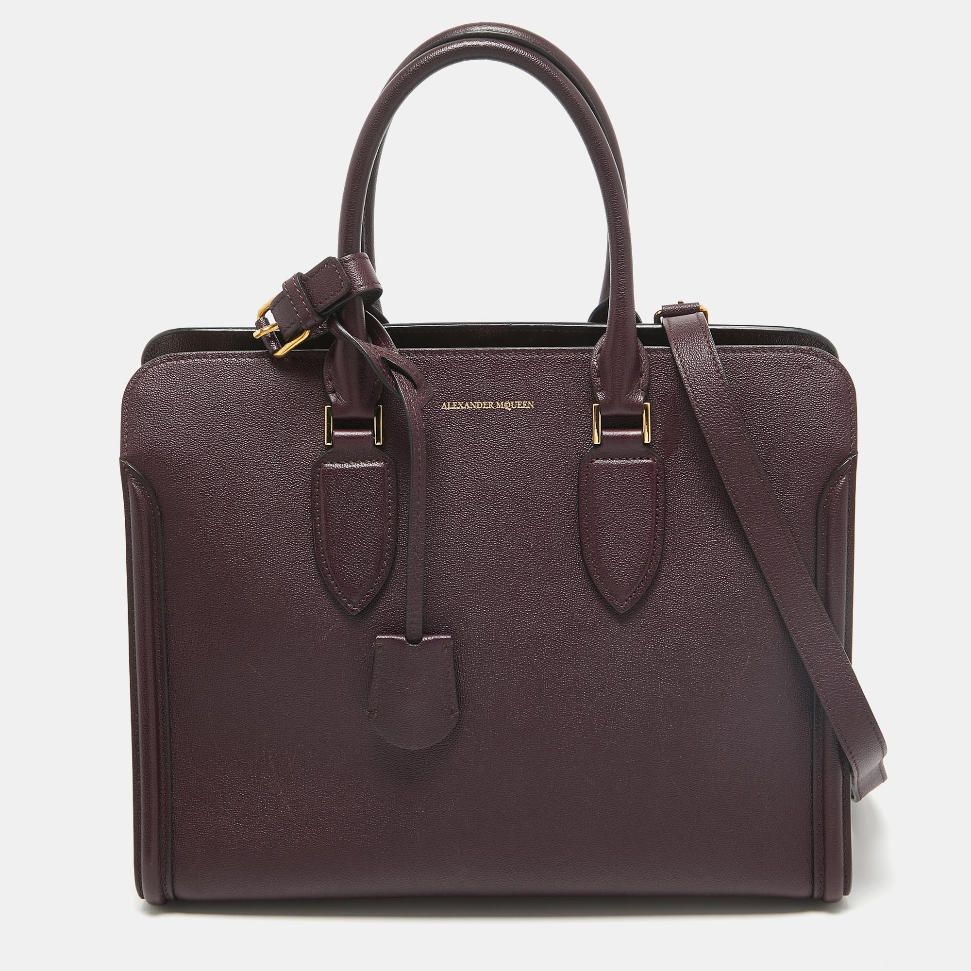 

Alexander McQueen Burgundy Leather Heroine Open Tote