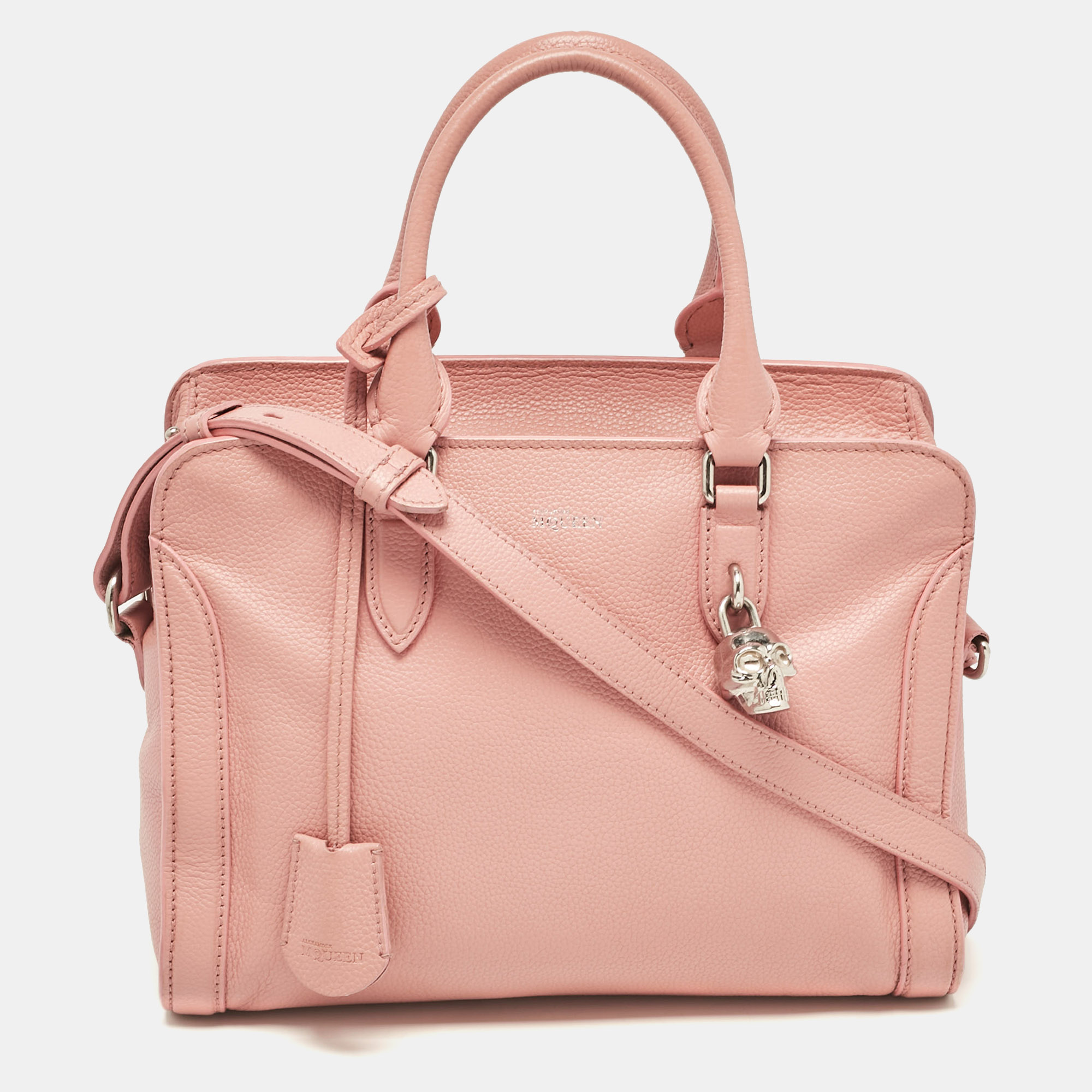 

Alexander McQueen Pink Leather Skull Padlock Satchel