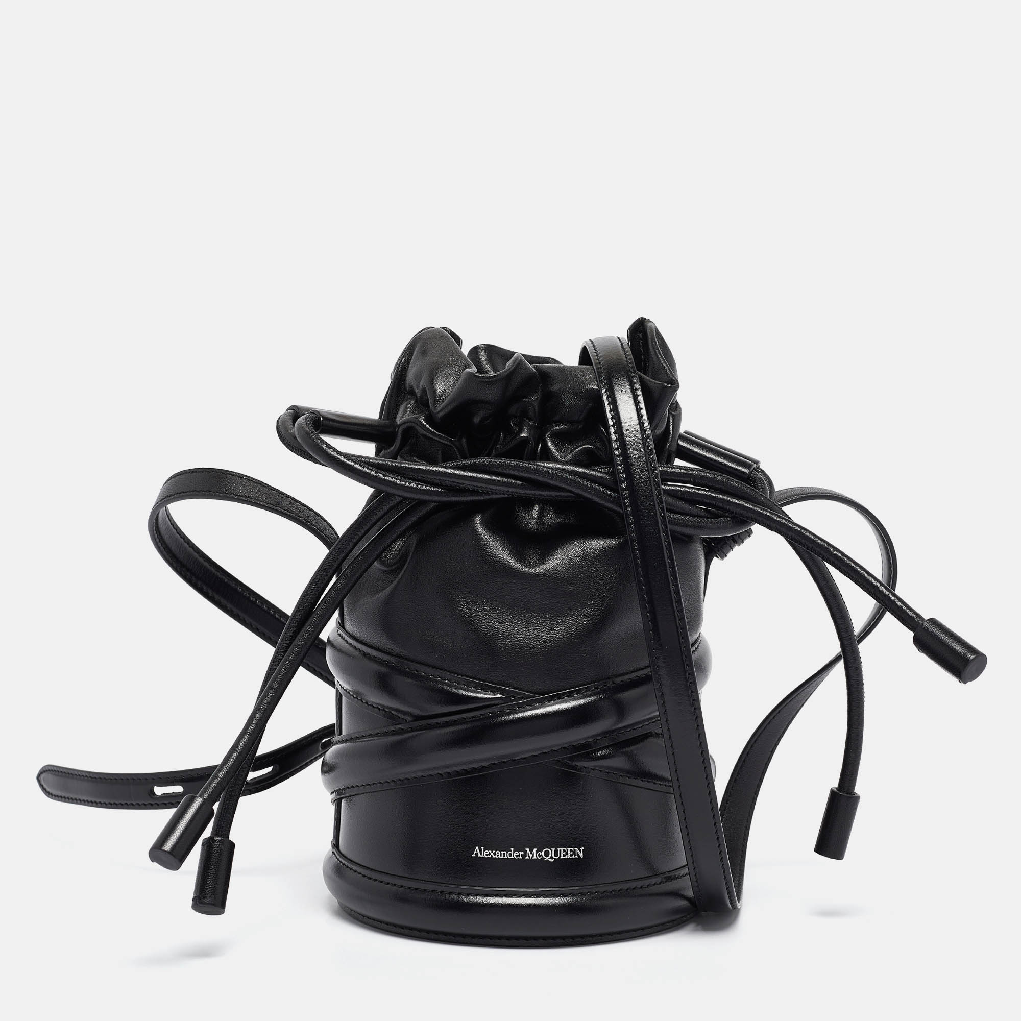 

Alexander McQueen Black Leather The Soft Curve Bucket Bag