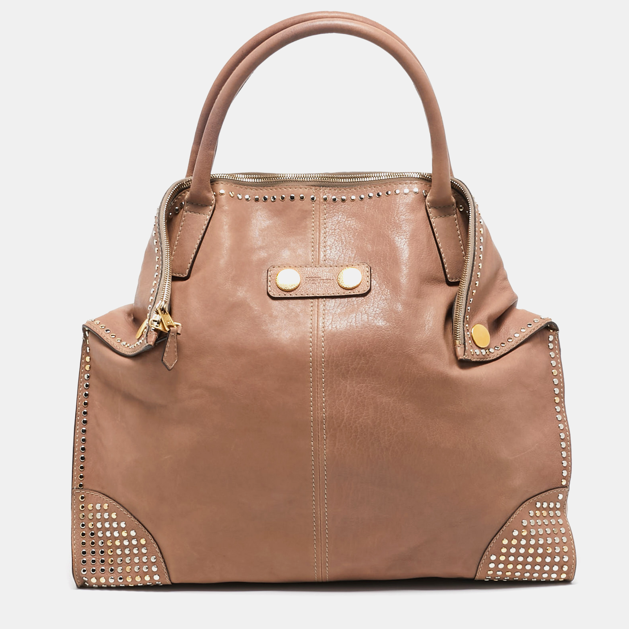 

Alexander McQueen Beige Leather  Studded De Manta Tote