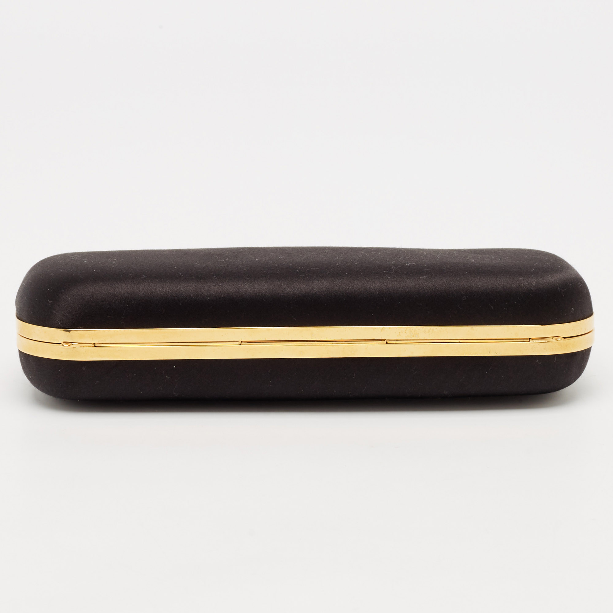 Alexander McQueen Black Satin Crystal Knuckle Duster Clutch 