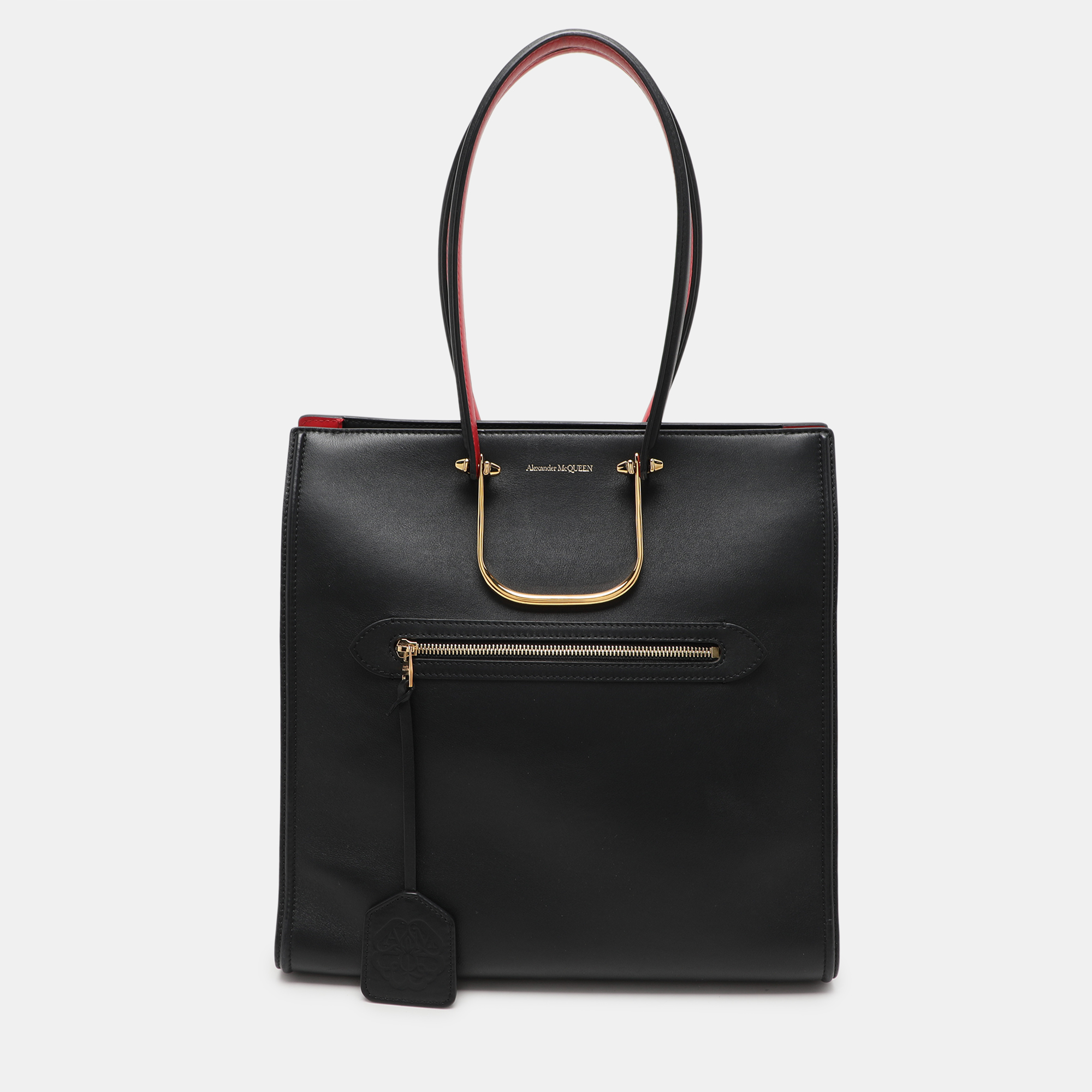 

Alexander McQueen Black Leather The Tall Story Tote