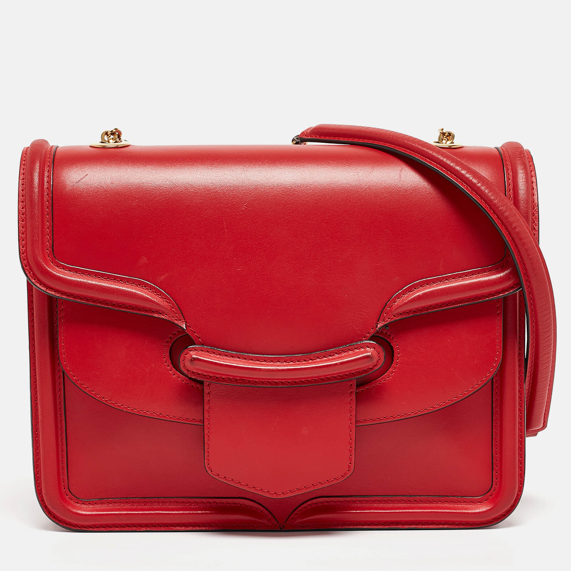 

Alexander McQueen Red Leather Heroine Flap Shoulder Bag