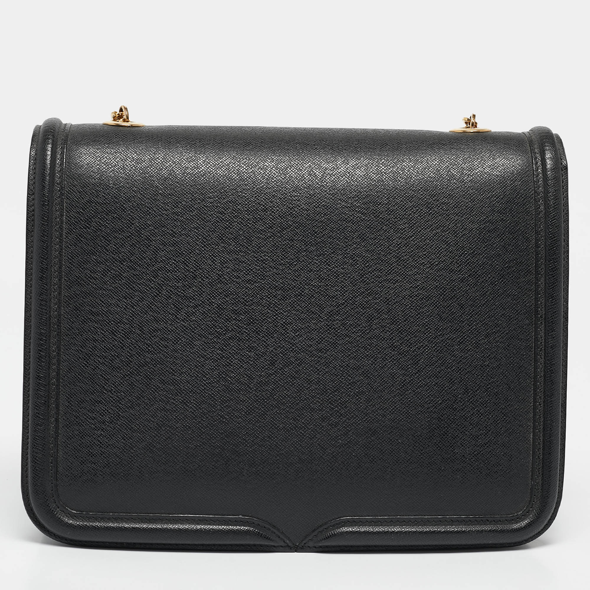 Alexander McQueen Black Leather Heroine Chain Shoulder Bag 